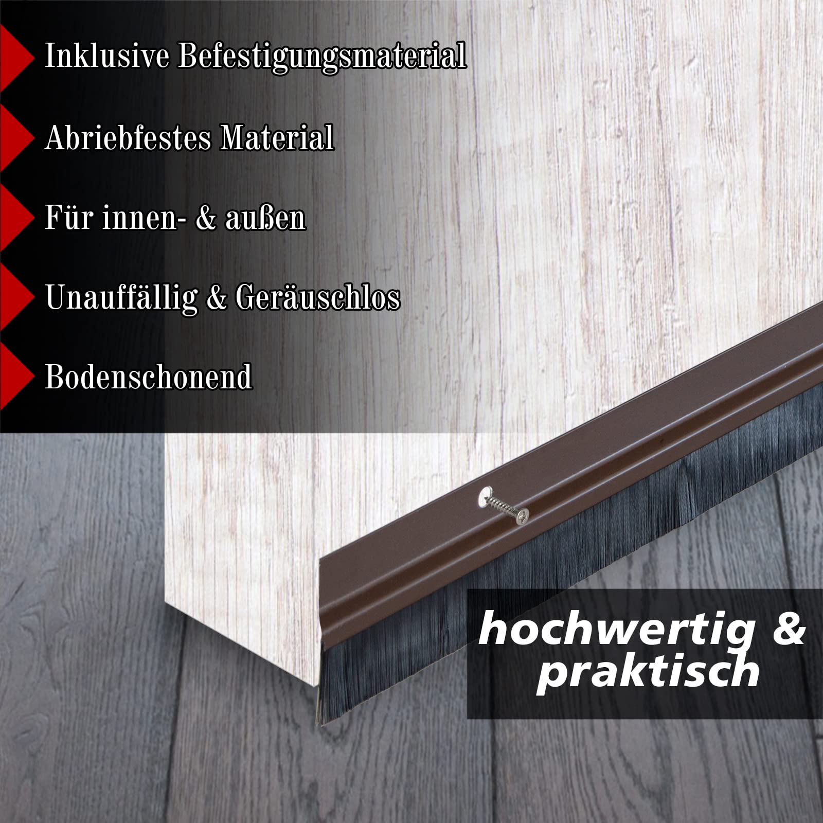 PRIOstahl Befestigungsmaterial Türdichtung Braun 1m Bürstendichtung