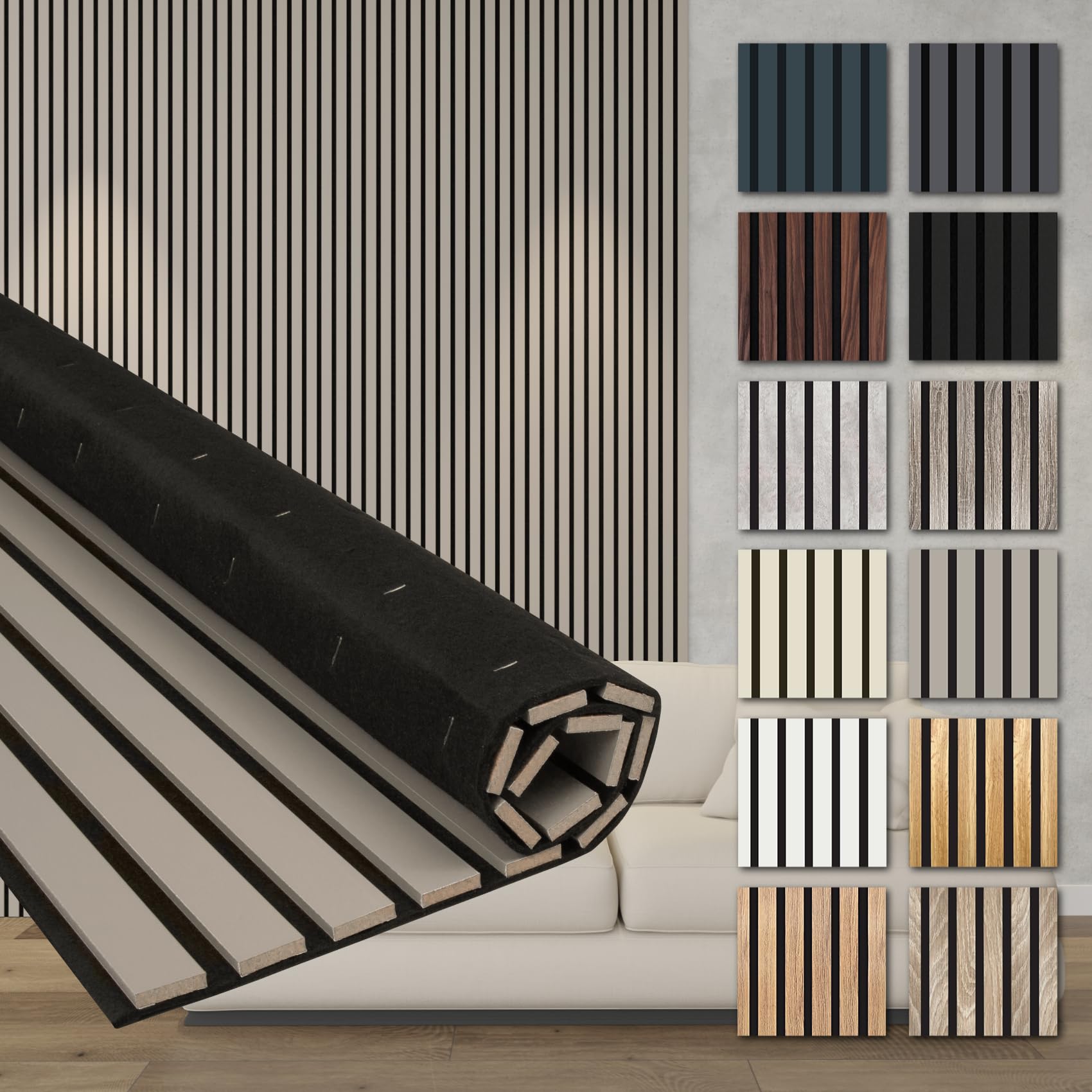 Hexim Akustikpaneele Comfort 278x60 Wandpaneele Sandgrey 2er