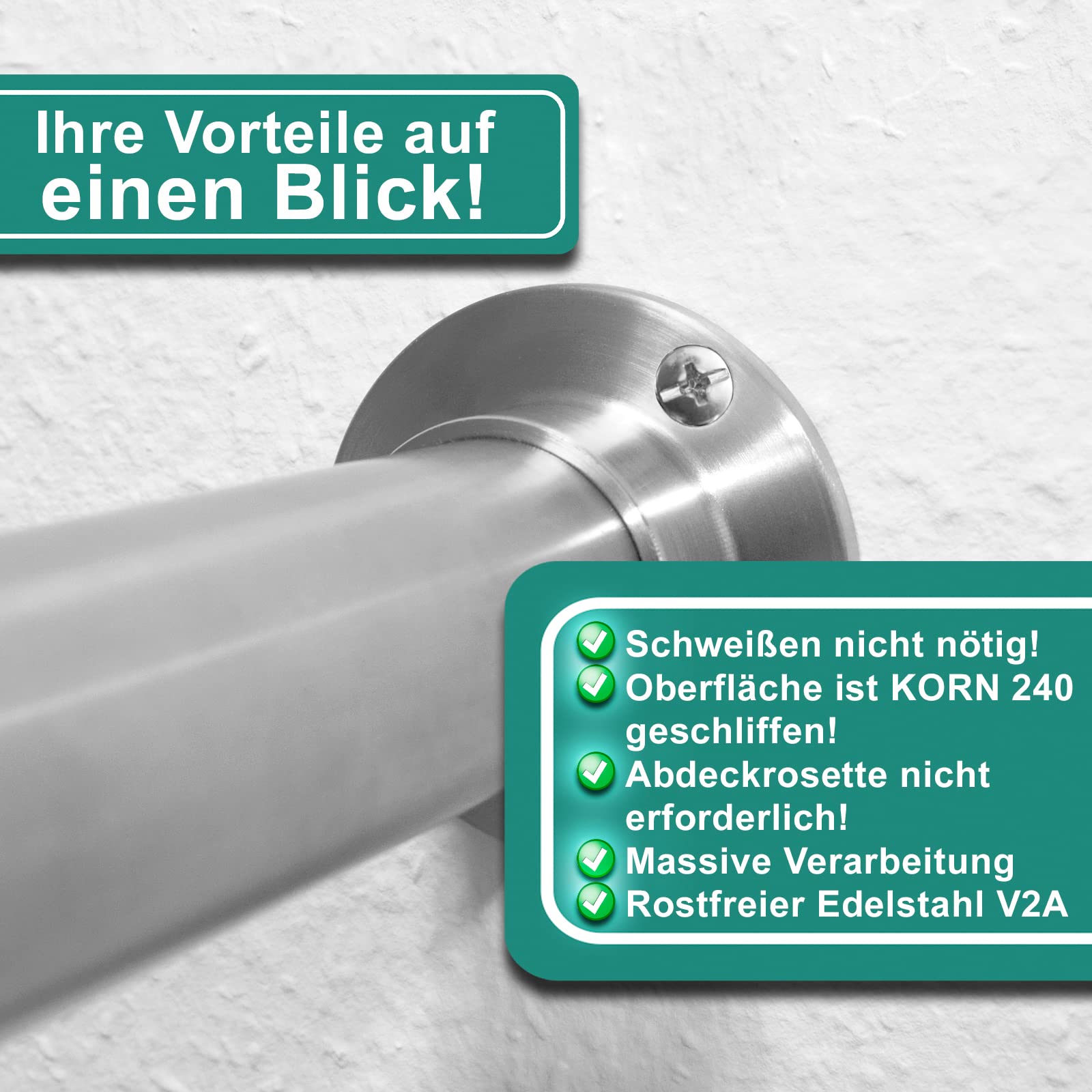 PRIOstahl Wandflansch 42,4mm Edelstahl V2A Rohrflansch