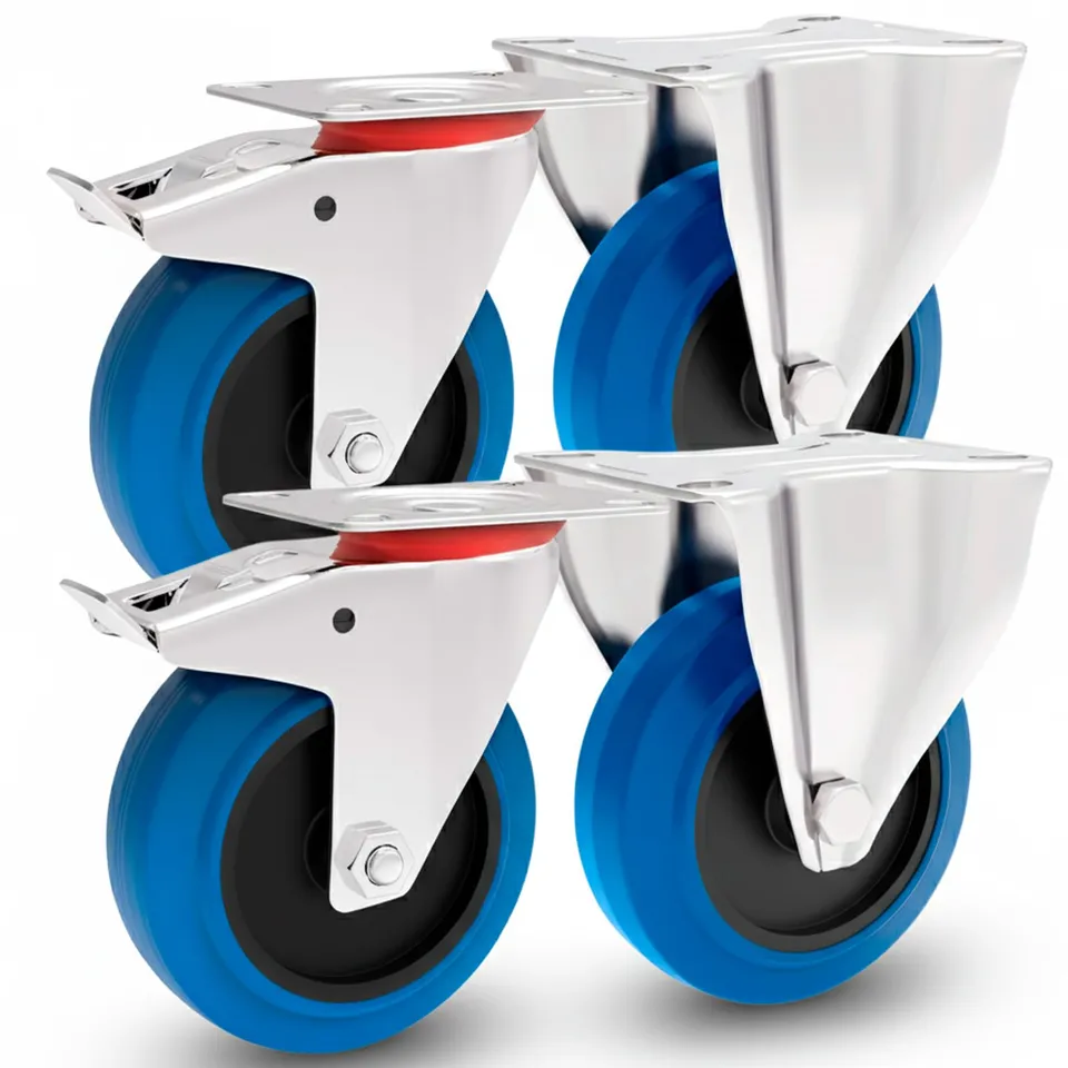 PRIOstahl Transportrollen 125mm Blue Wheels Set Bremse