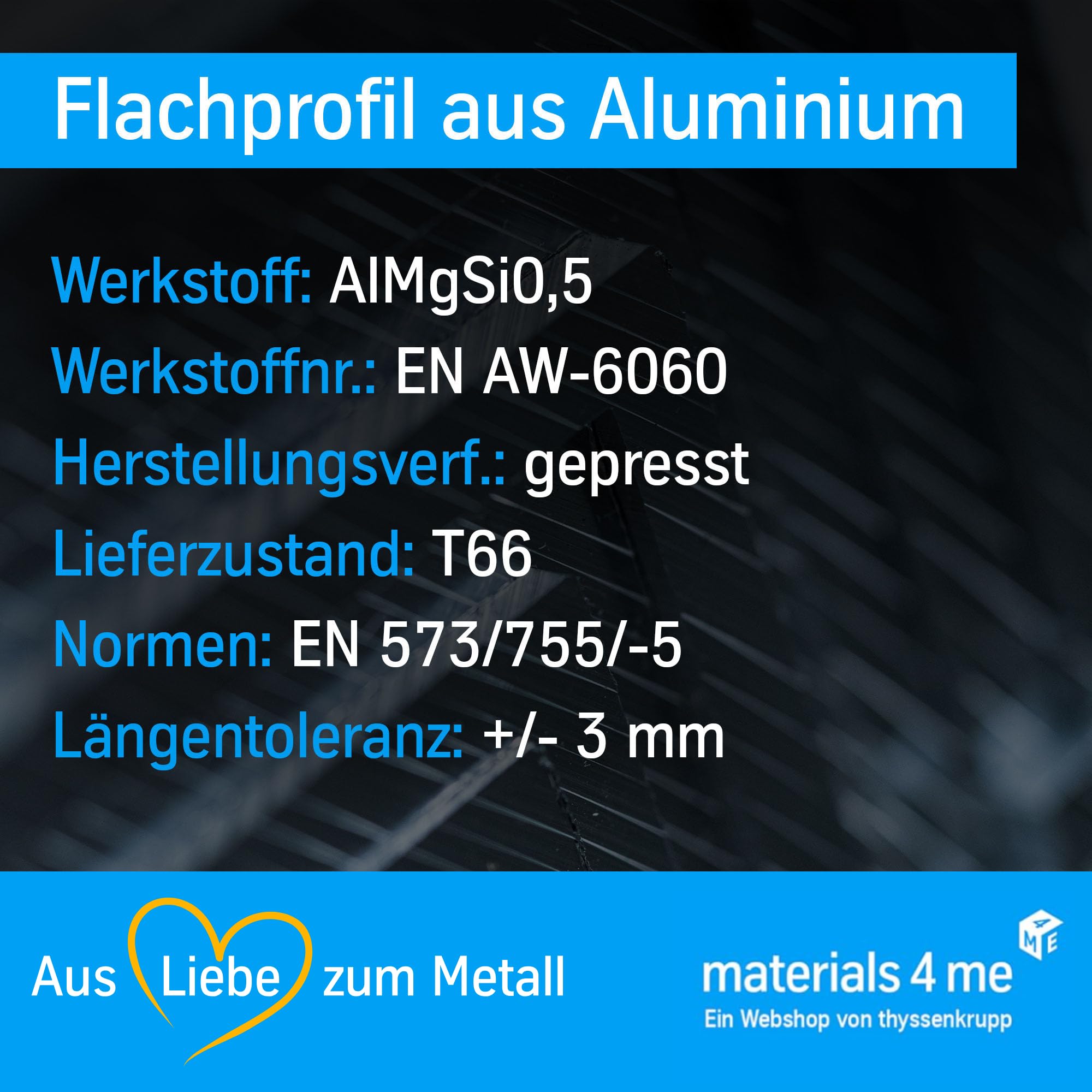 thyssenkrupp Aluminum Flachprofil 10x5 mm 1000 mm EN AW-6060