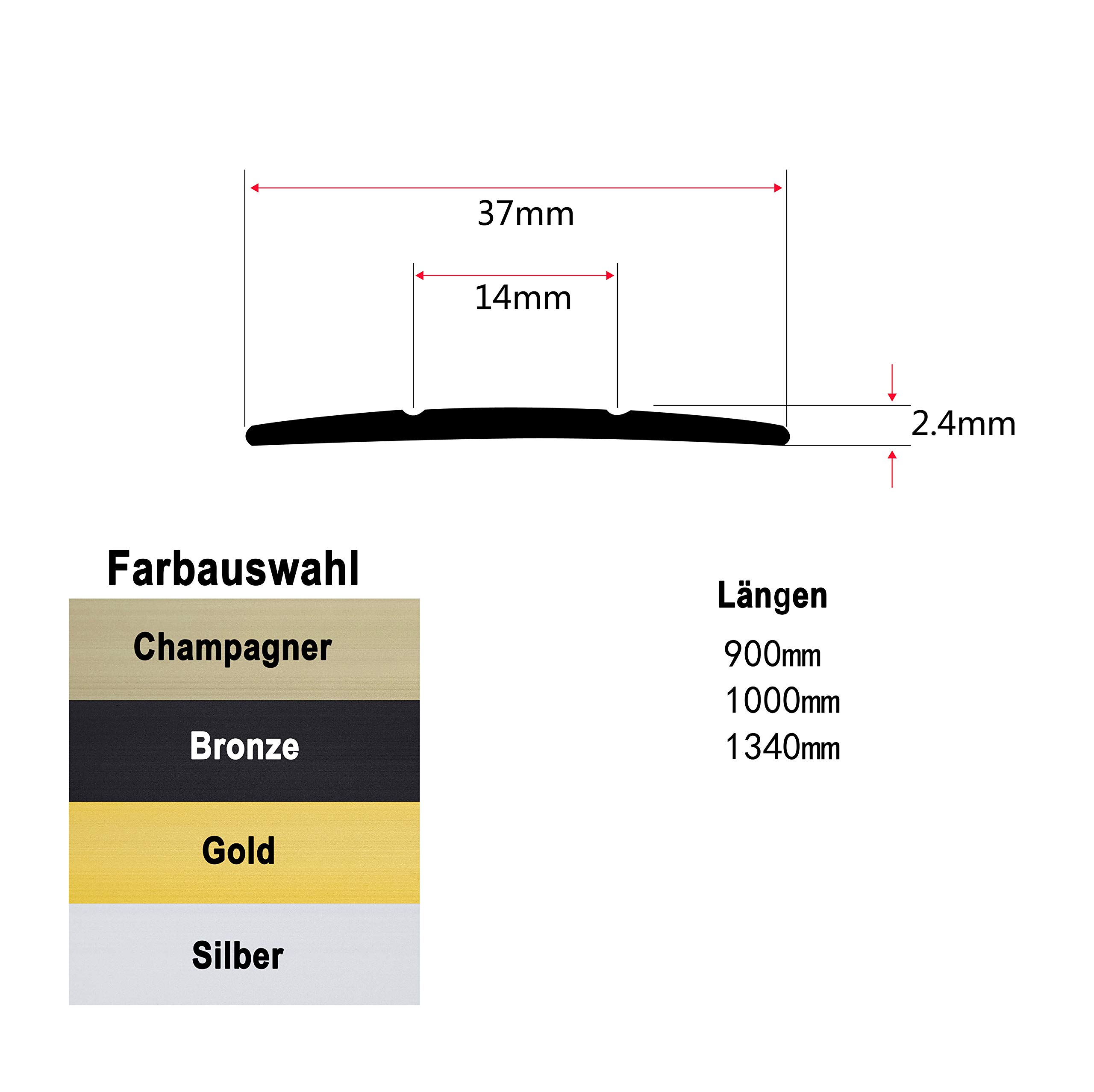 PRIOstahl Übergangsprofil Champagner 1000 mm Übergangsleiste 37 mm