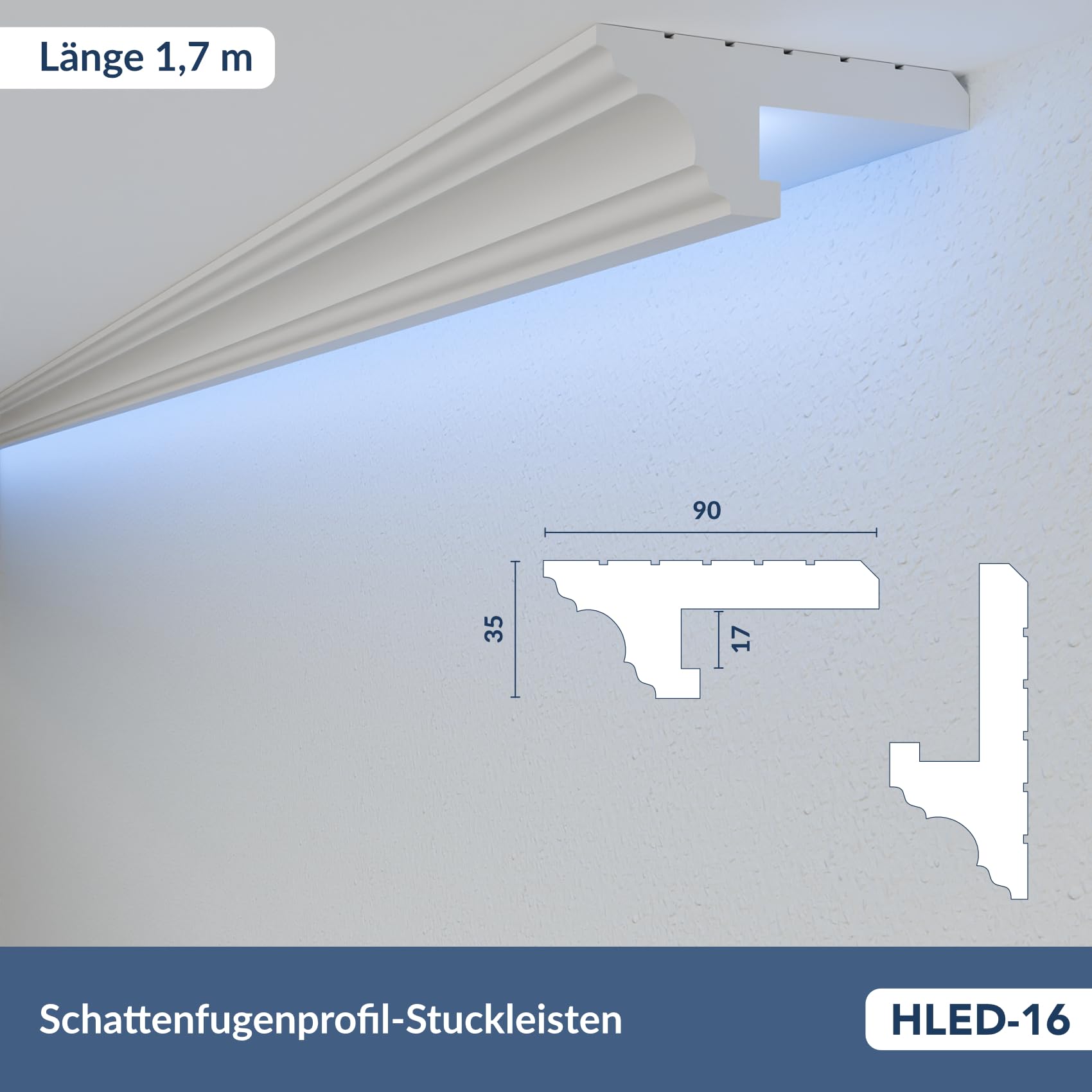 Hexim LED indirekte Beleuchtung HLED 16 10,2m 90x35mm weiß