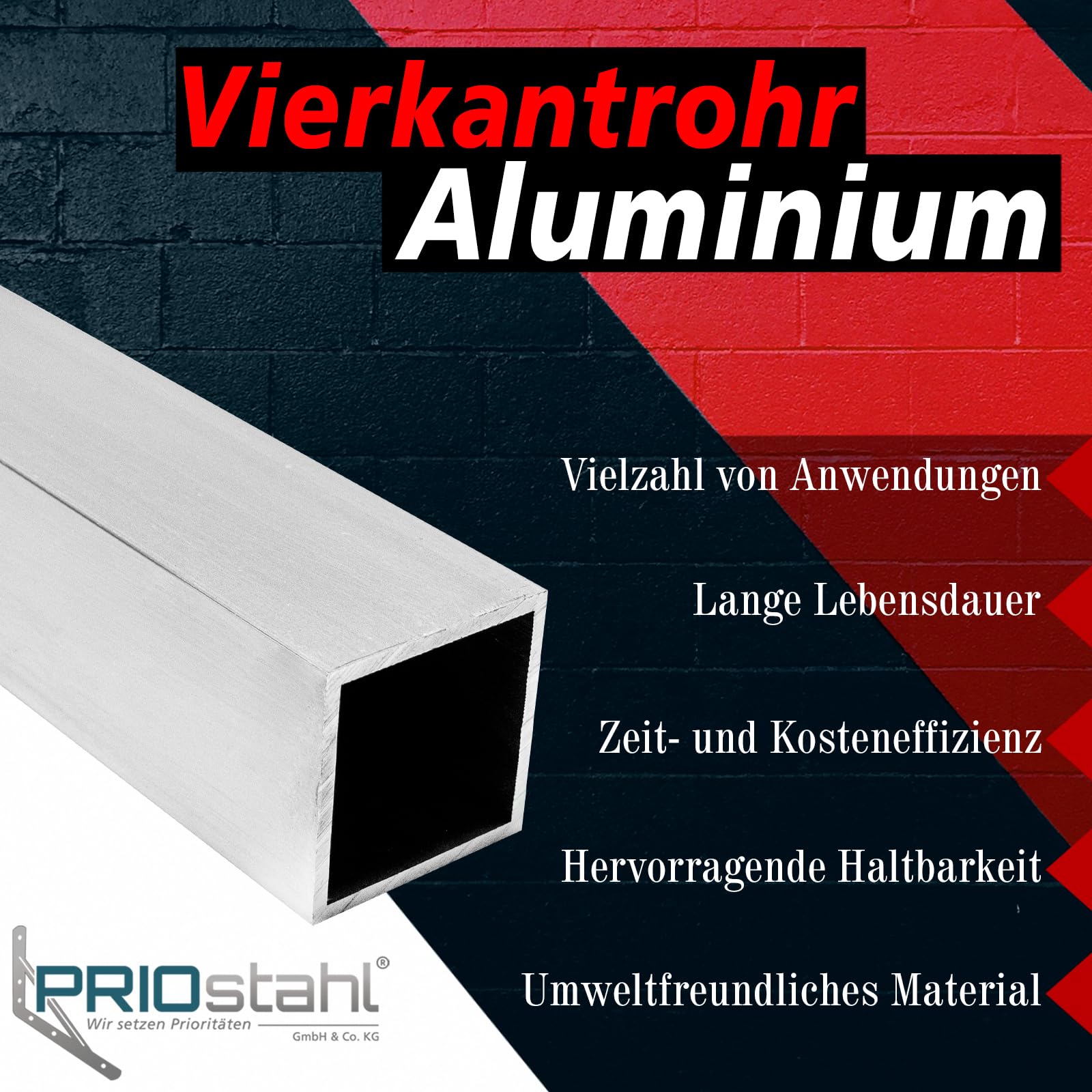 PRIOstahl Vierkantrohr 30x30x2 mm Alu-Rohr 1000 mm EN AW-6063