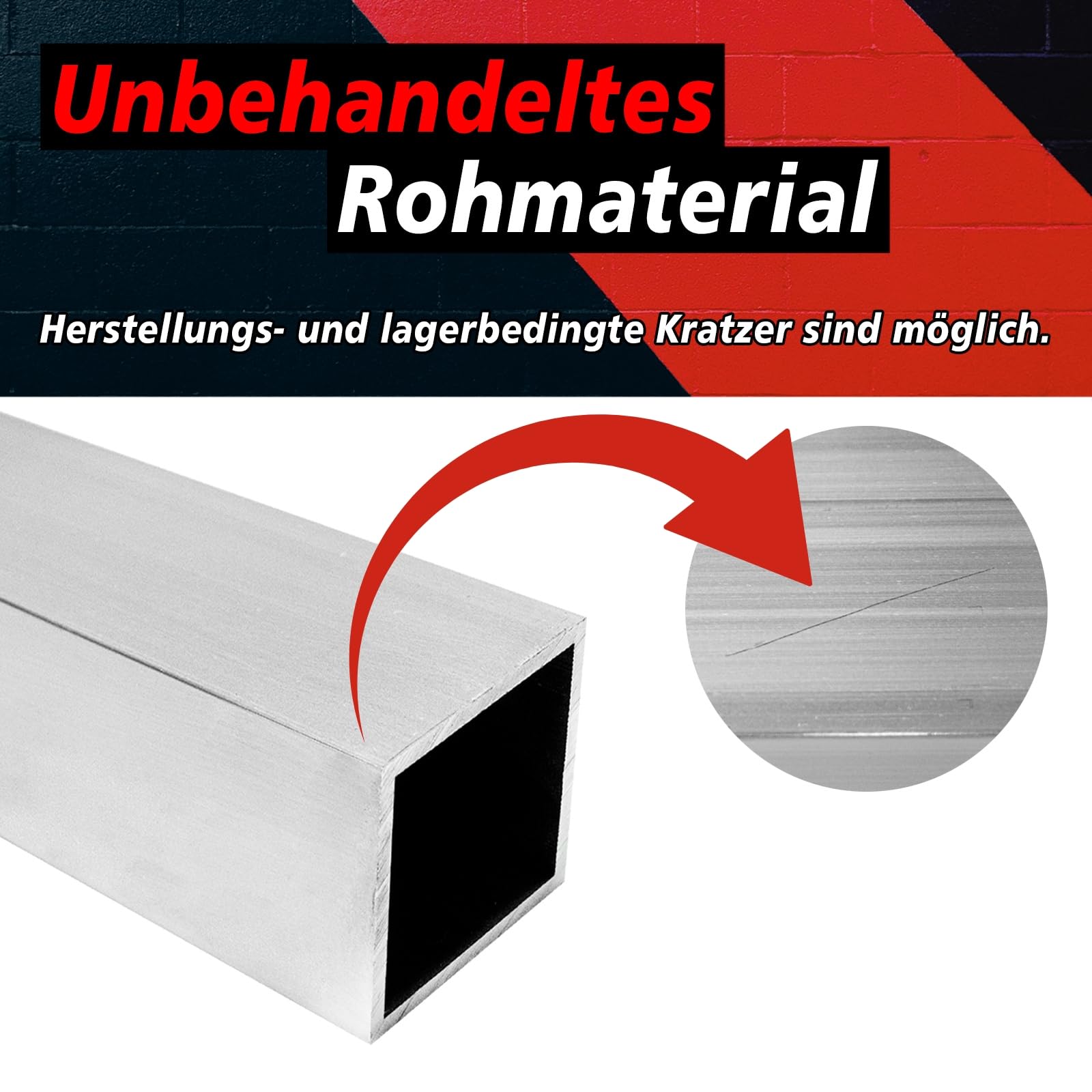 PRIOstahl Vierkantrohr 30x30x2 mm Alu-Rohr 1000 mm EN AW-6063