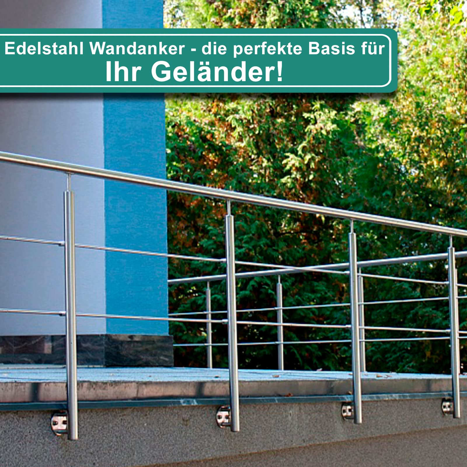 PRIOstahl Pfostenträger rund 42,4mm Edelstahl V2A Wandanker