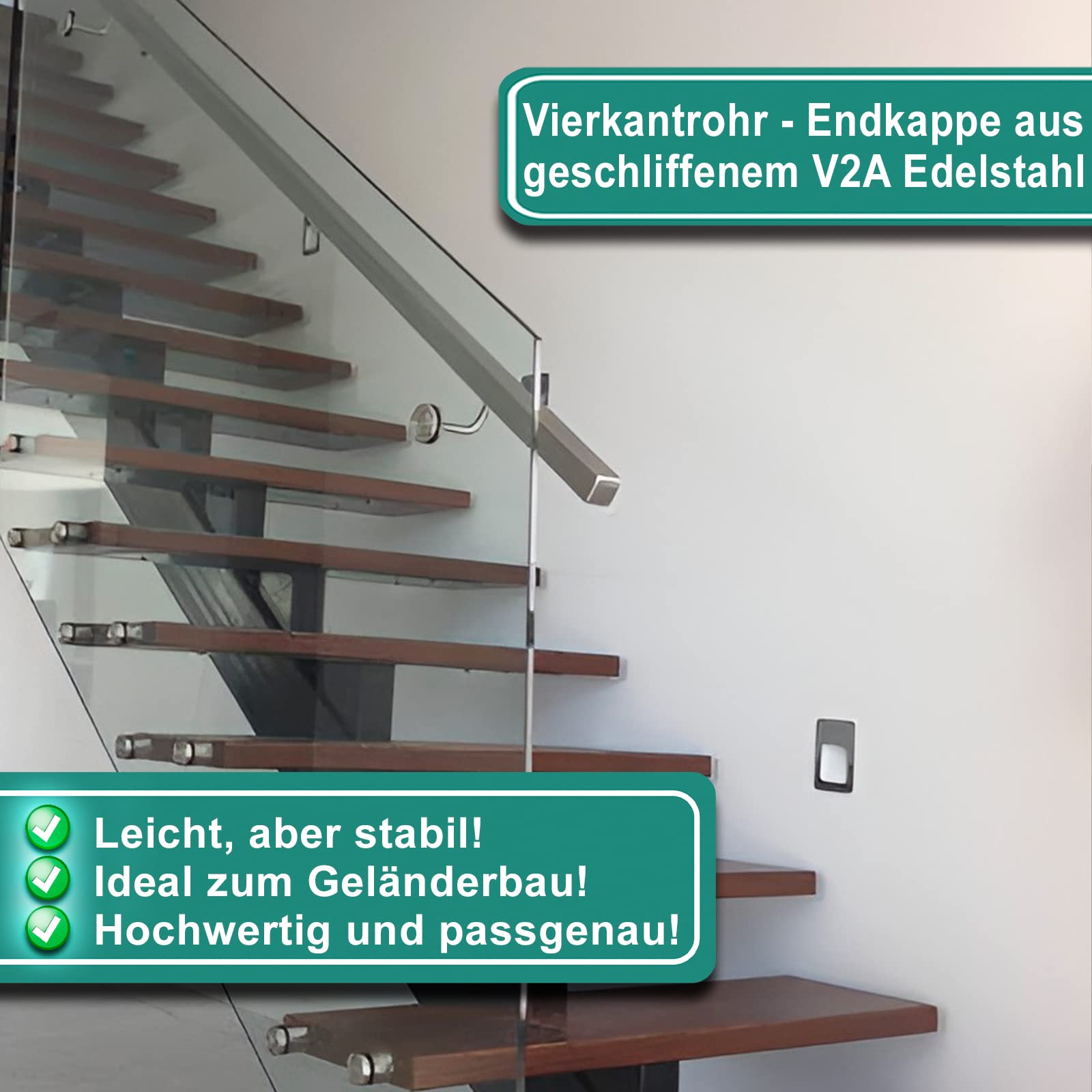PRIOstahl Rohrstopfen Vierkant 40x40x2mm V2A flach