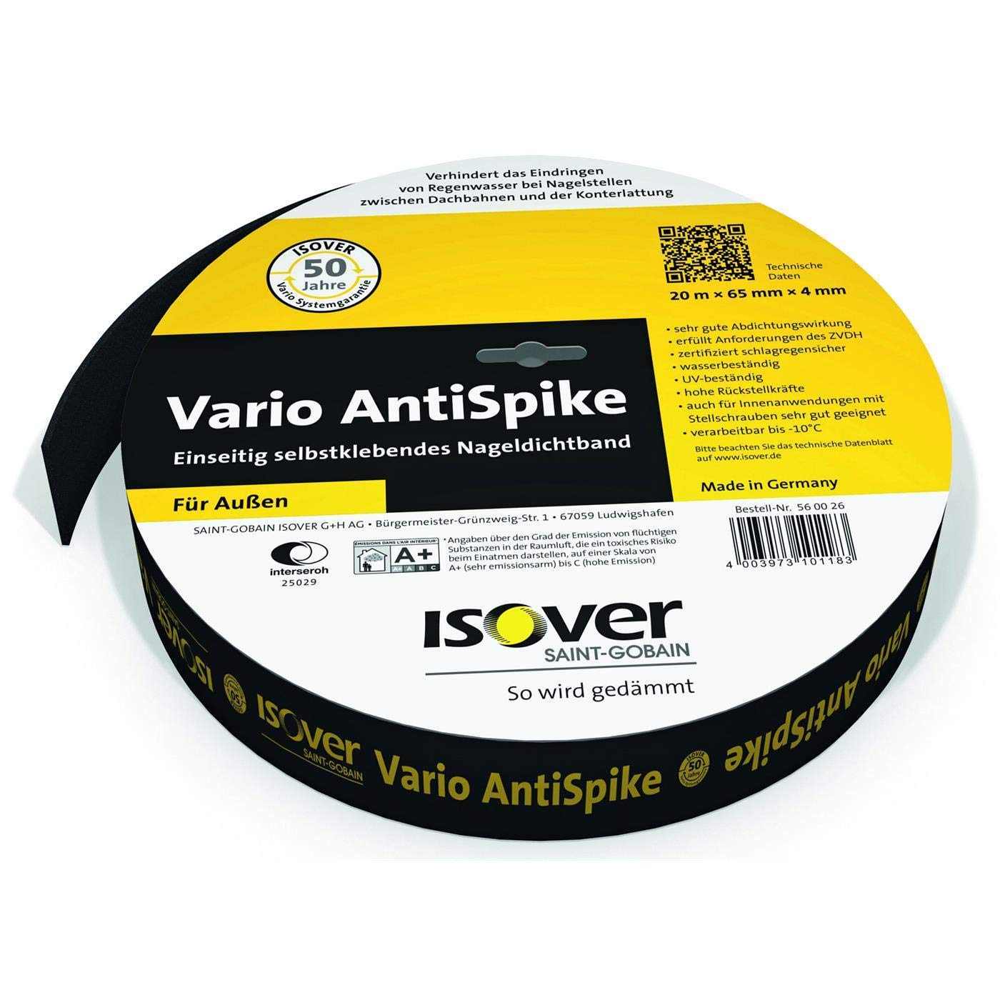 Isover Vario AntiSpike Nageldichtband 65 mm x 20 m