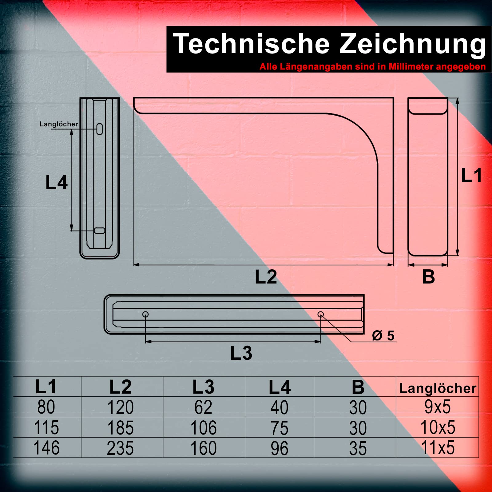 PRIOstahl Regalträger 80x120mm Weiß 1 Stück 15kg
