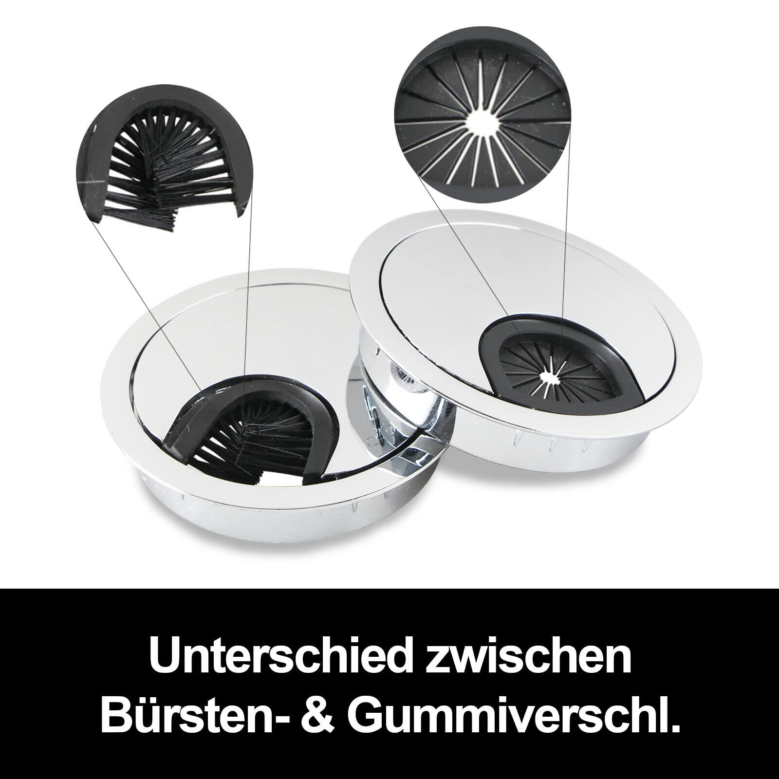PRIOstahl Kabeldurchlass Ø90mm Bürste Edelstahl-Optik