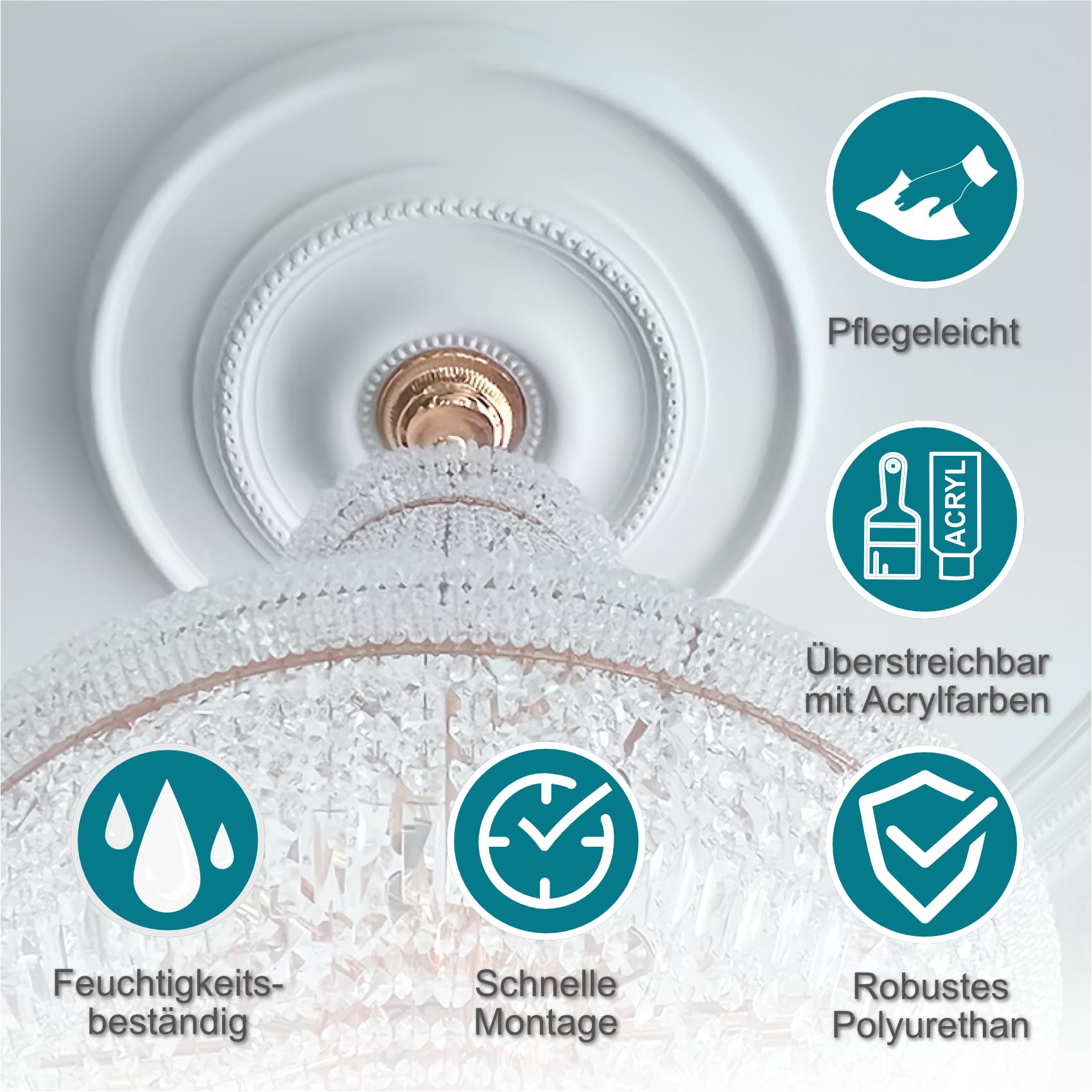 Hexim B3048 Stuckrosette Deckenrosette weiß Ø 615 mm PU
