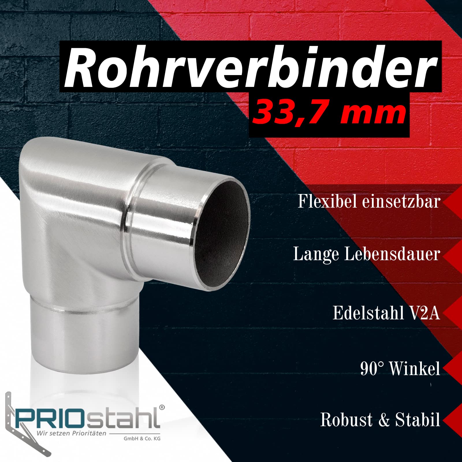 PRIOstahl Geländerbau Eckbogen 90° 42,4mm V2A 4 Stück