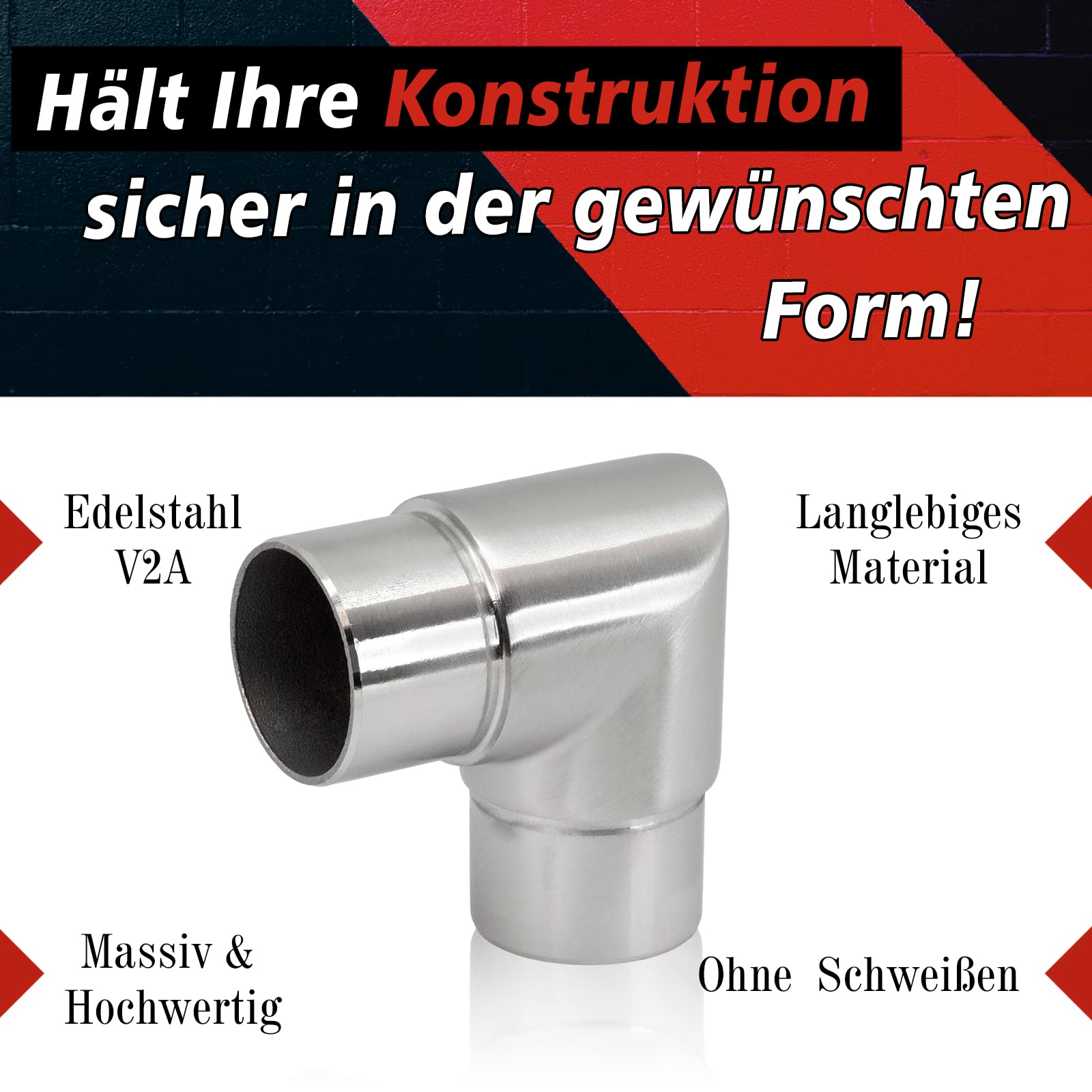 PRIOstahl Geländerbau Eckbogen 90° 42,4mm V2A 4 Stück