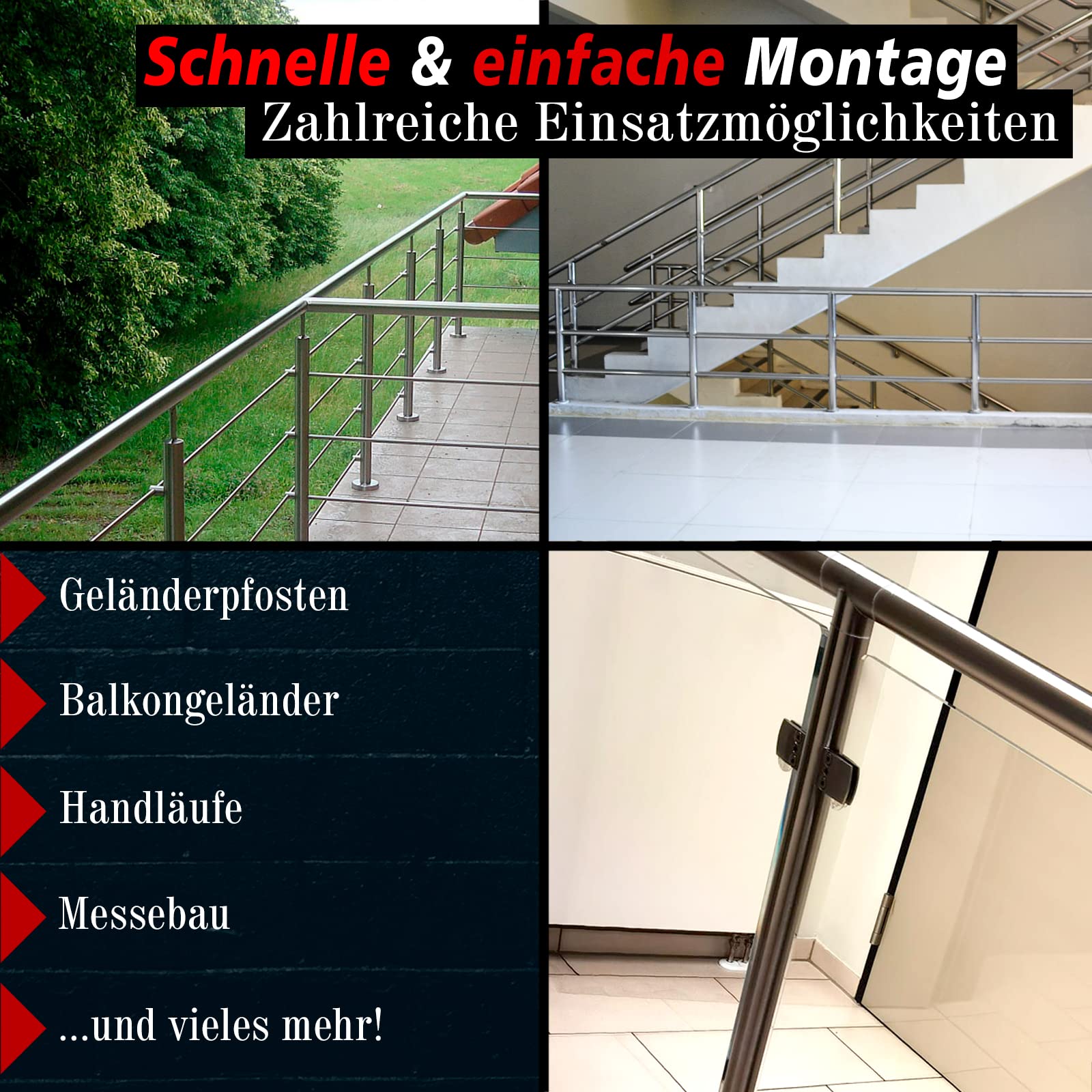PRIOstahl T-Verbinder Ø42,4 mm Edelstahl V2A 2 Stück Handlauf