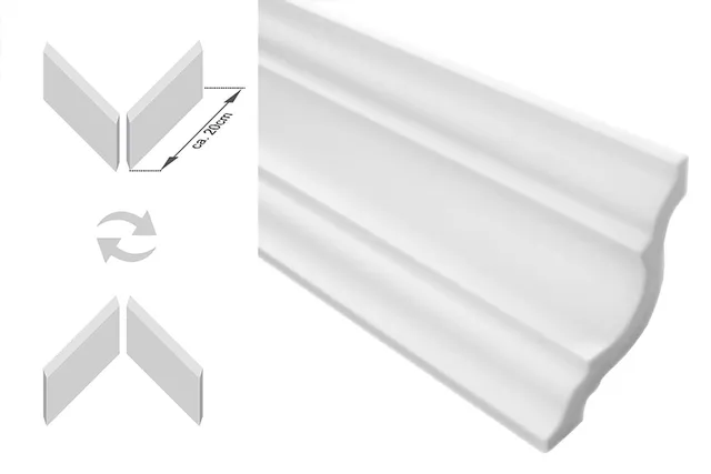 Hexim Stuckleisten E-25-NK 65x65mm 20m + Ecken XPS weiß