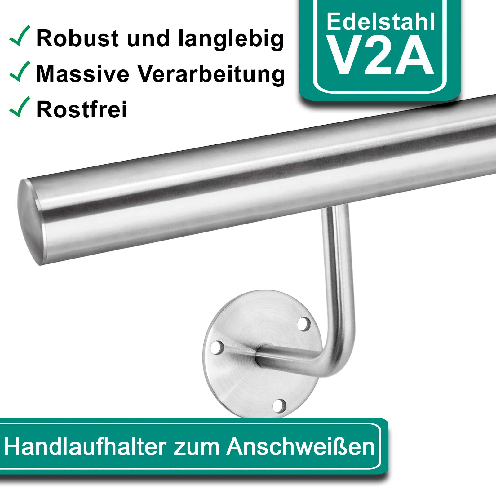 PRIOstahl Geländerbau Handlaufhalter 3-Loch Wand Edelstahl V2A 1 St