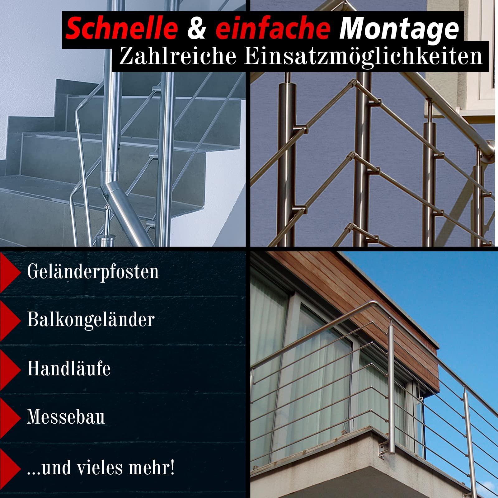 PRIOstahl Stabverbinder Flexibel 12mm 4 Stück Edelstahl V2A