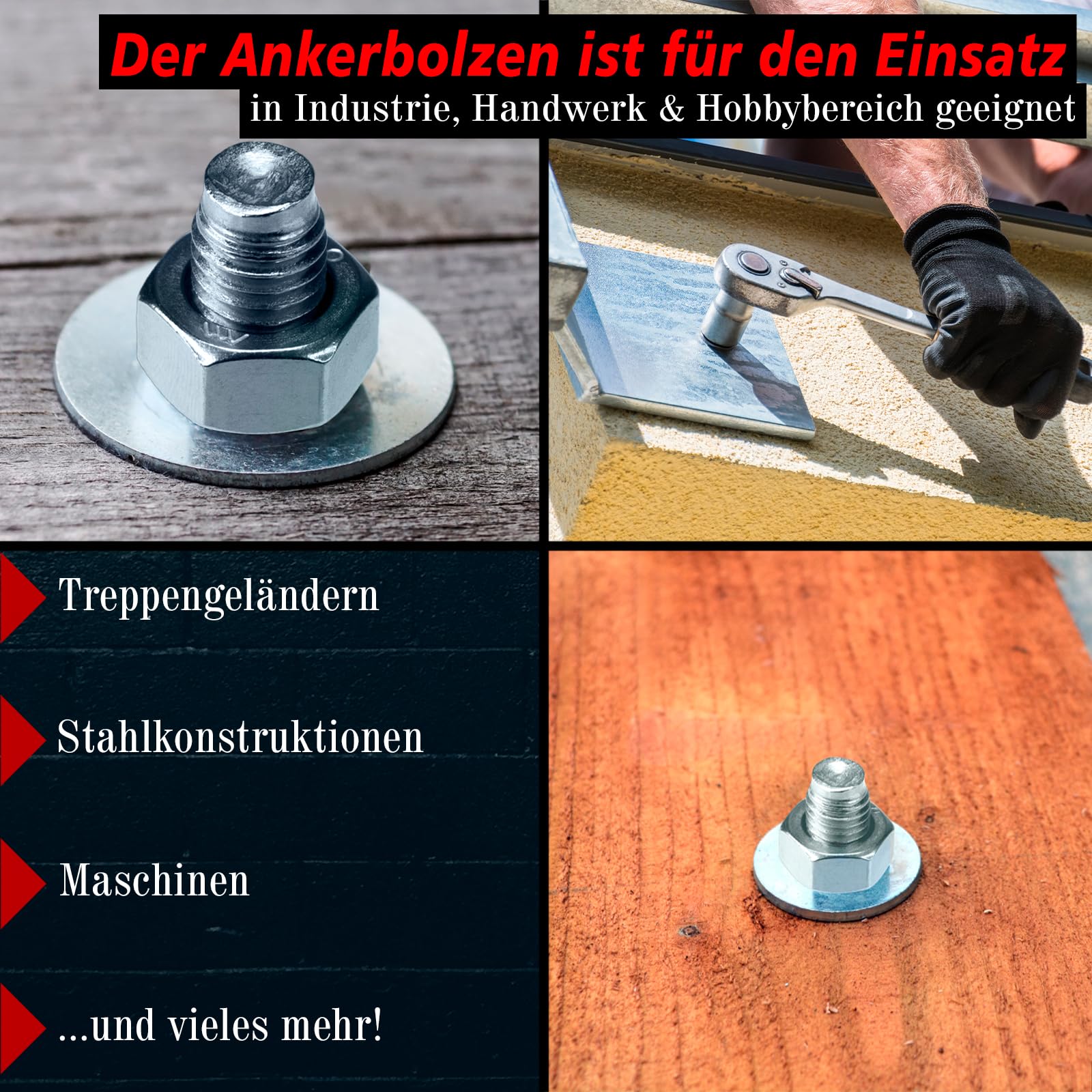 PRIOstahl Befestigungsmaterial Ankerbolzen M12x110 Edelstahl V2A 25 Stück
