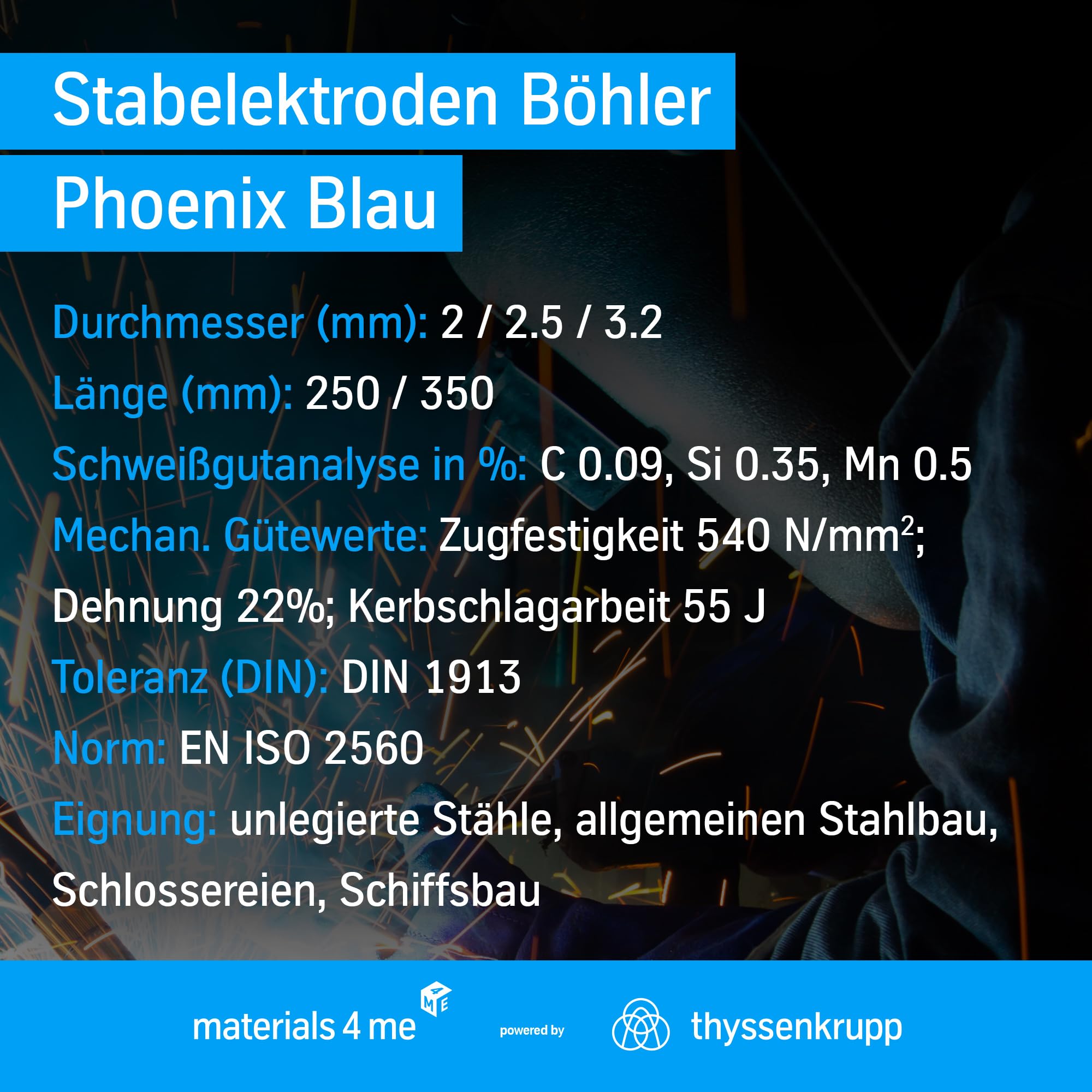 ThyssenKrupp Phoenix Blau Stabelektrode Rutil-Cellulose Universal