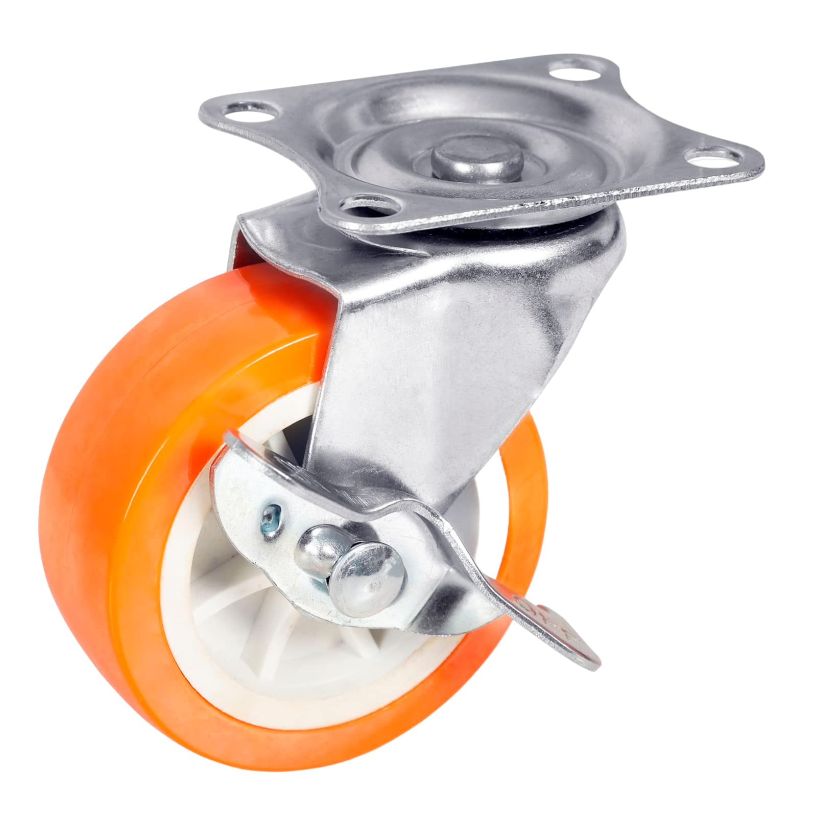 PRIOstahl Transportrollen 75 mm 4er Set orange mit Bremse