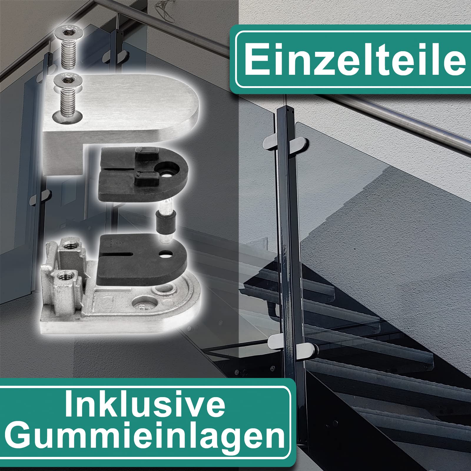 PRIOstahl Glashalter Flach Glas 3 mm Edelstahl V2A 4 Stück