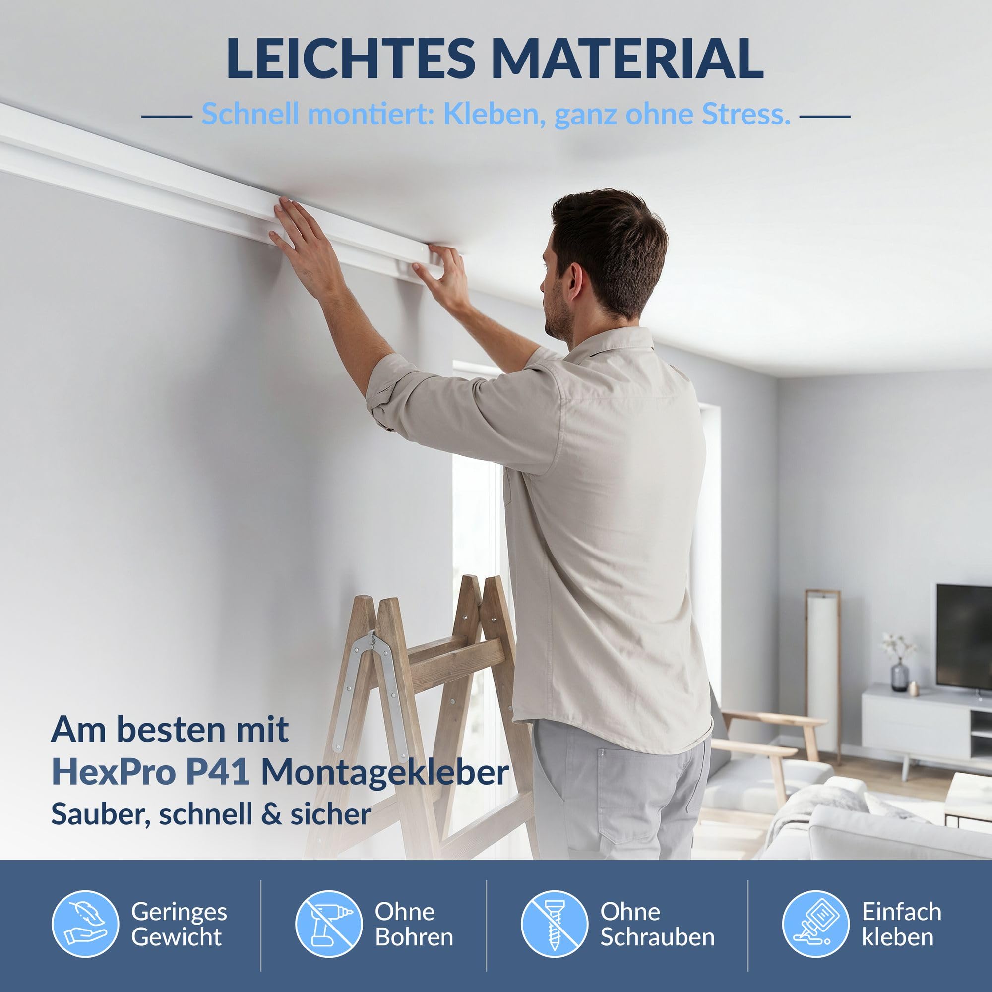Heximo HLED 10 LED Stuckleiste Weiß 65x75mm 10,2 Meter