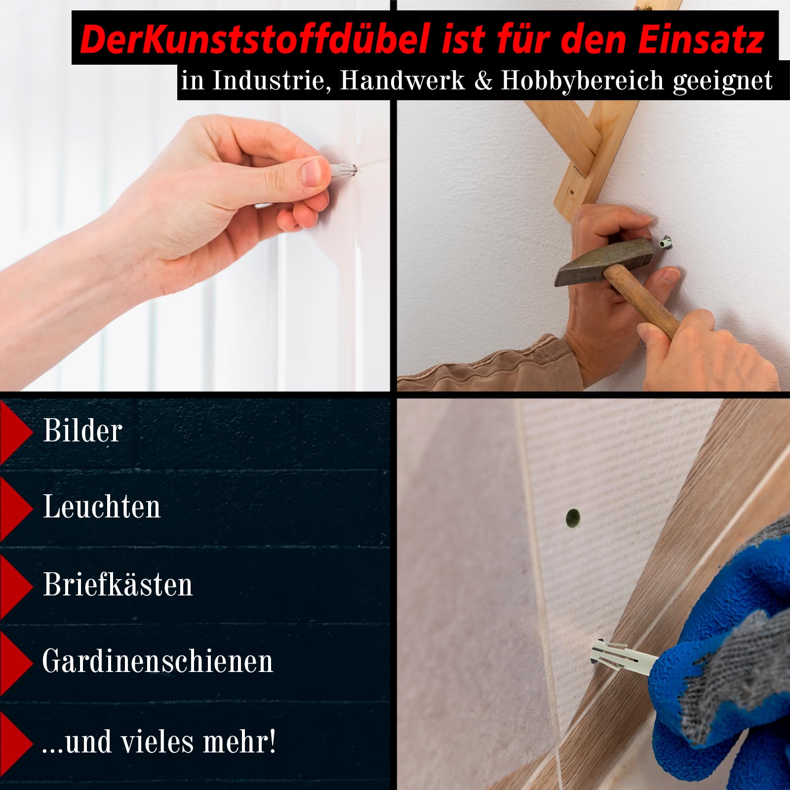 PRIOstahl Spreizdübel 10x50mm Allzweckdübel 20 Stück Grau