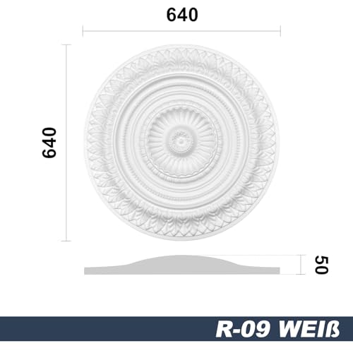 Hexim R-09 Deckenrosette 64 cm weiß EPS Stuck rund