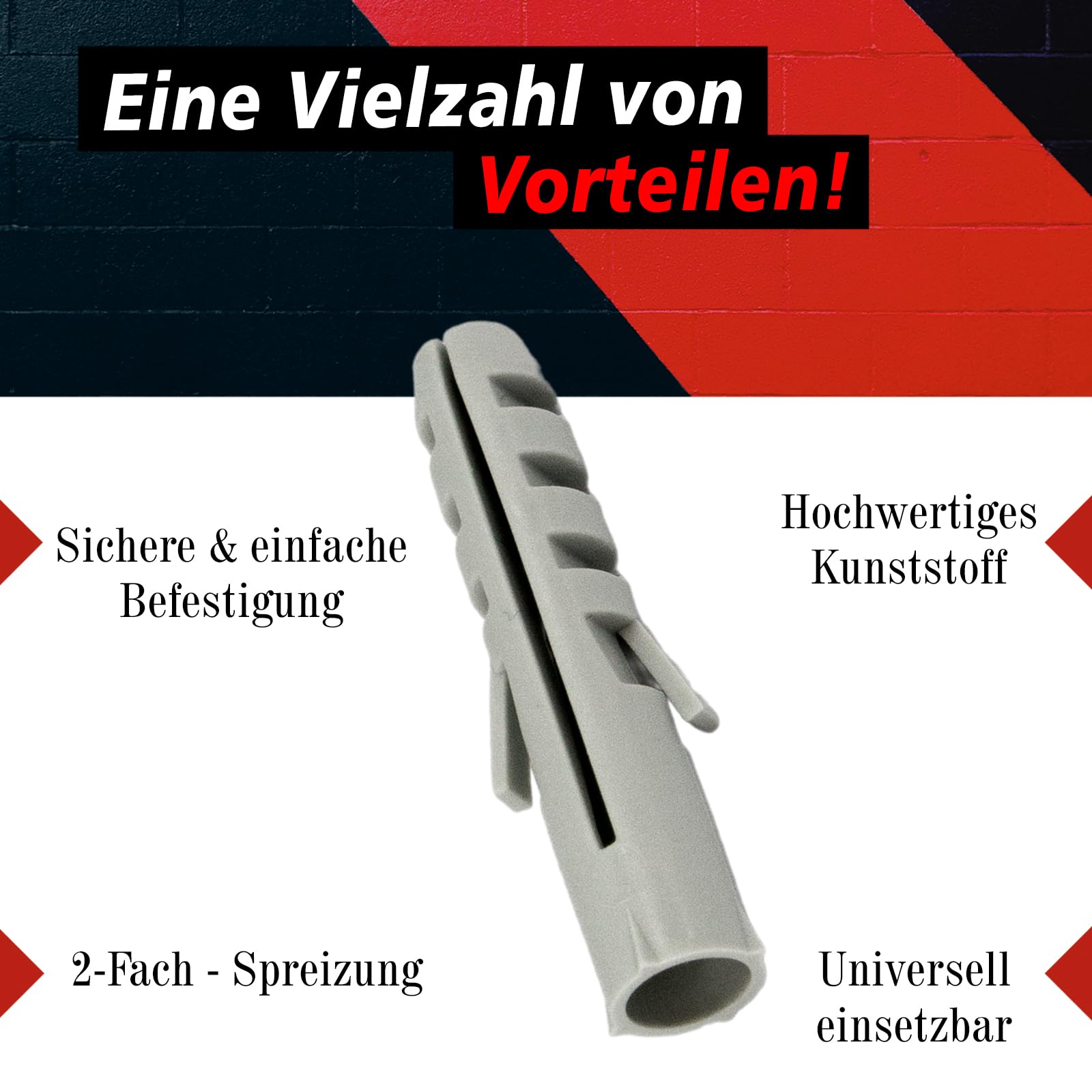PRIOstahl Spreizdübel 10x50mm Allzweckdübel 20 Stück Grau