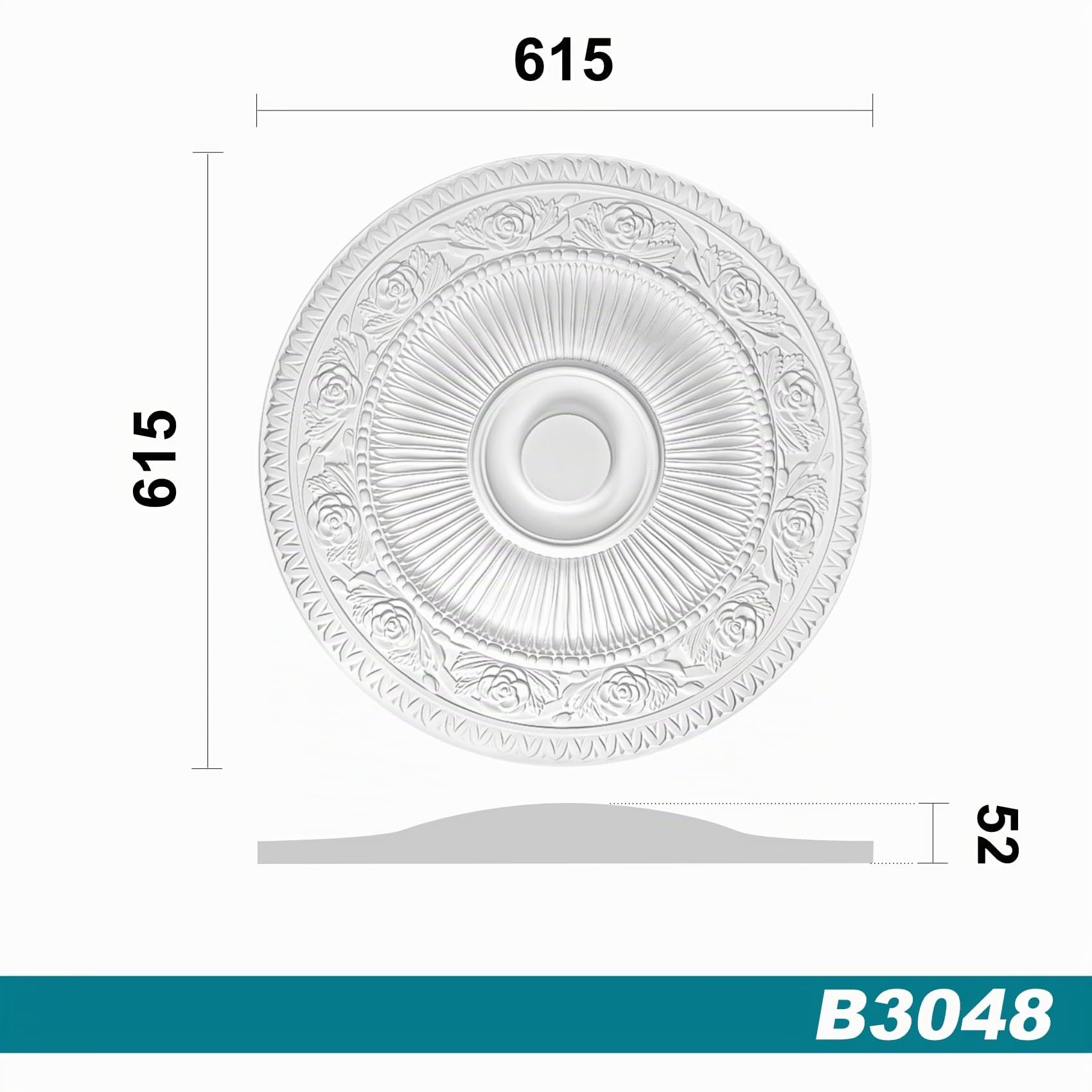 Hexim B3048 Stuckrosette Deckenrosette weiß Ø 615 mm PU
