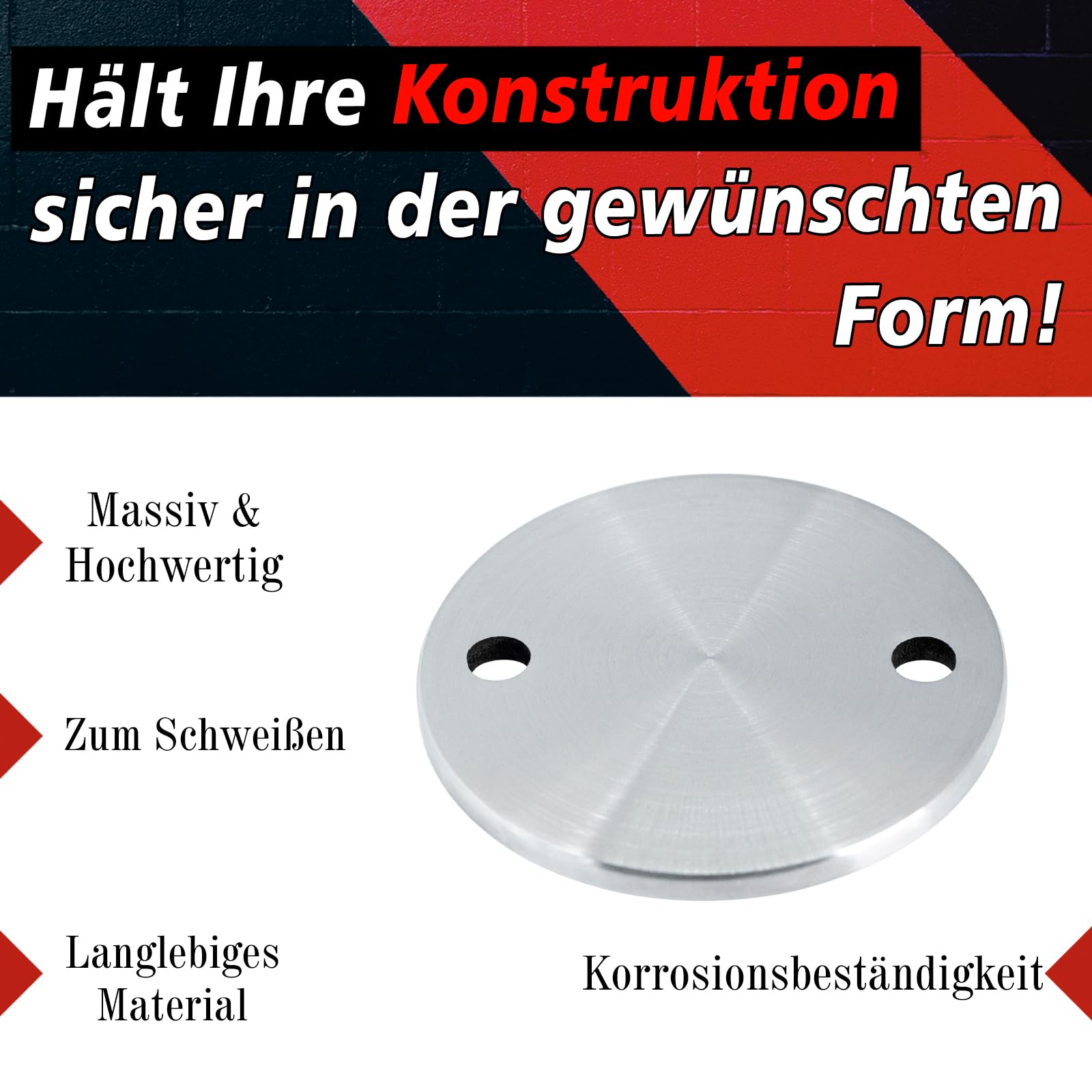 PRIOstahl Ankerplatte 100x6 mm 2-Loch 4 Stück V2A
