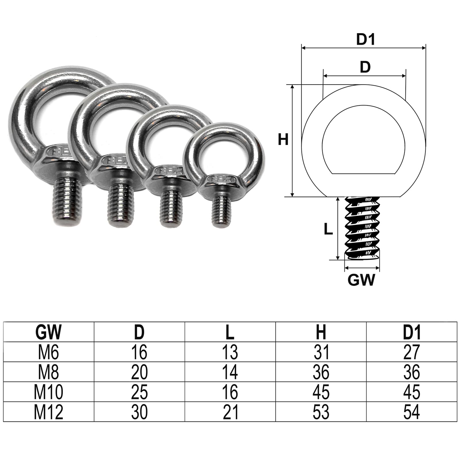 PRIOstahl Befestigungsmaterial Ringschraube M10 8 Stück V4A