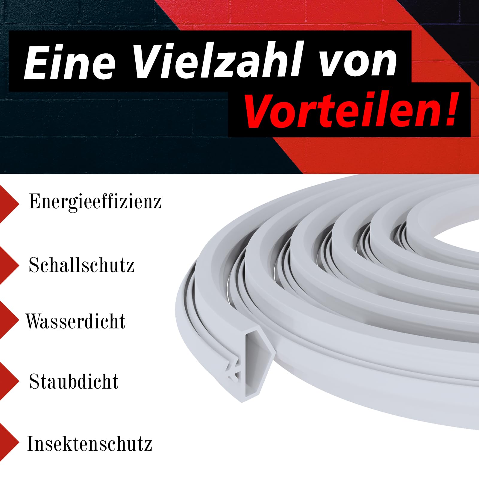 PRIOstahl Türdichtung Weiß 25 m PVC Falzbreite 12 mm Holztür