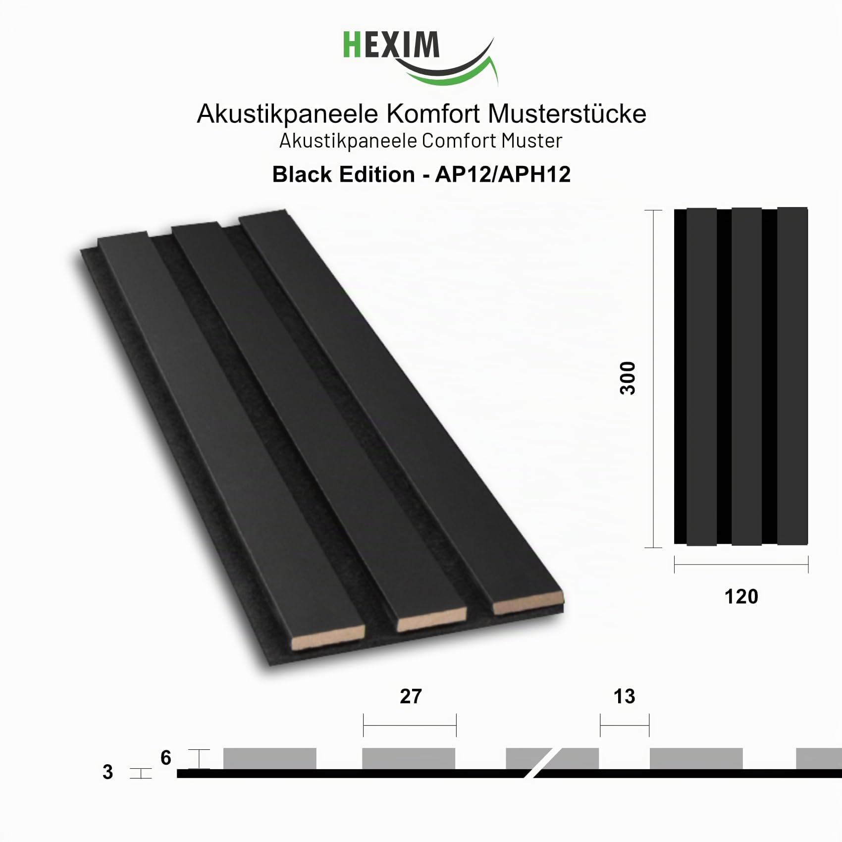 Hexim Akustikpaneele Musterstück Black Edition AP12 Wandpaneele