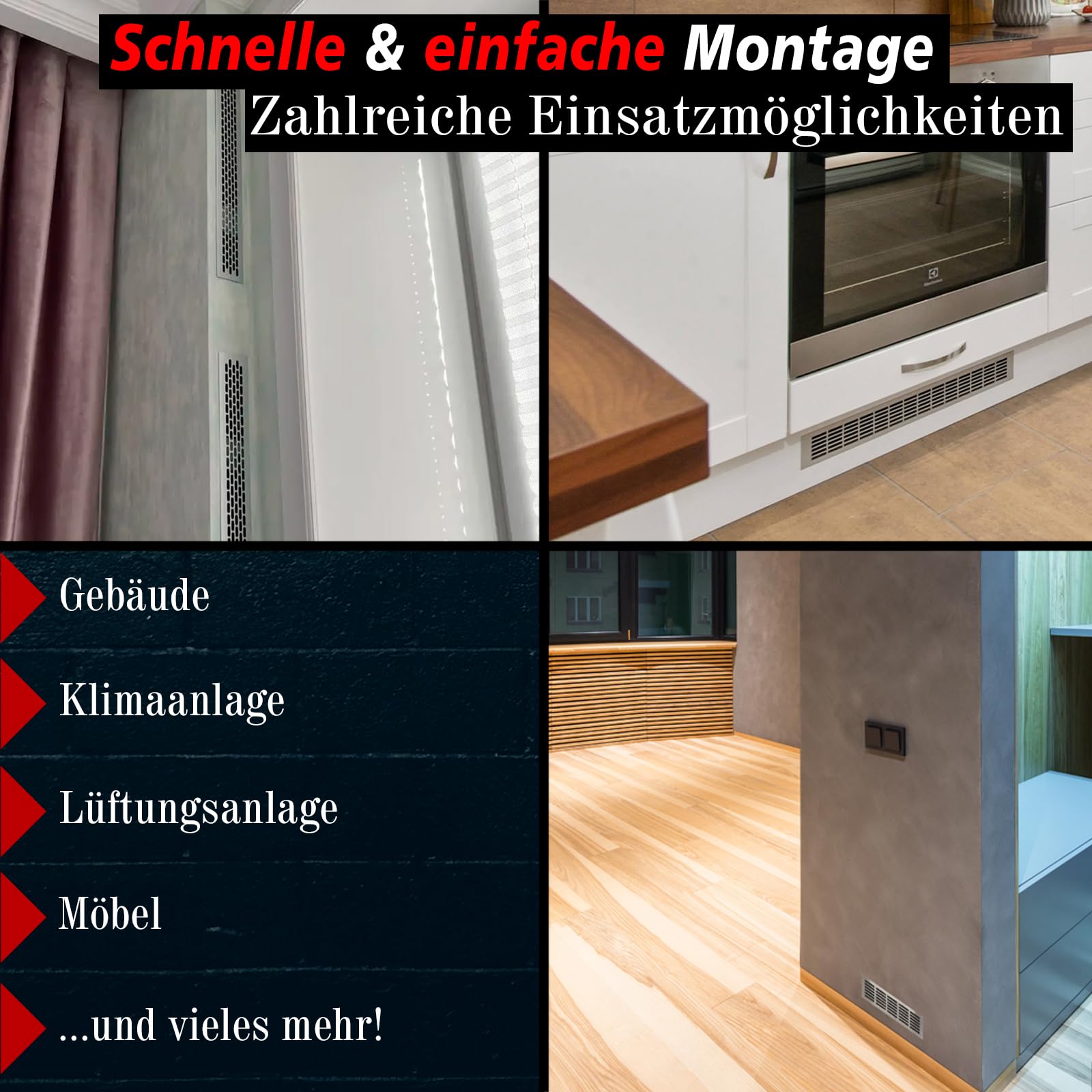 PRIOstahl Lüftungsgitter Alu 60x400mm Edelstahl gebürstet