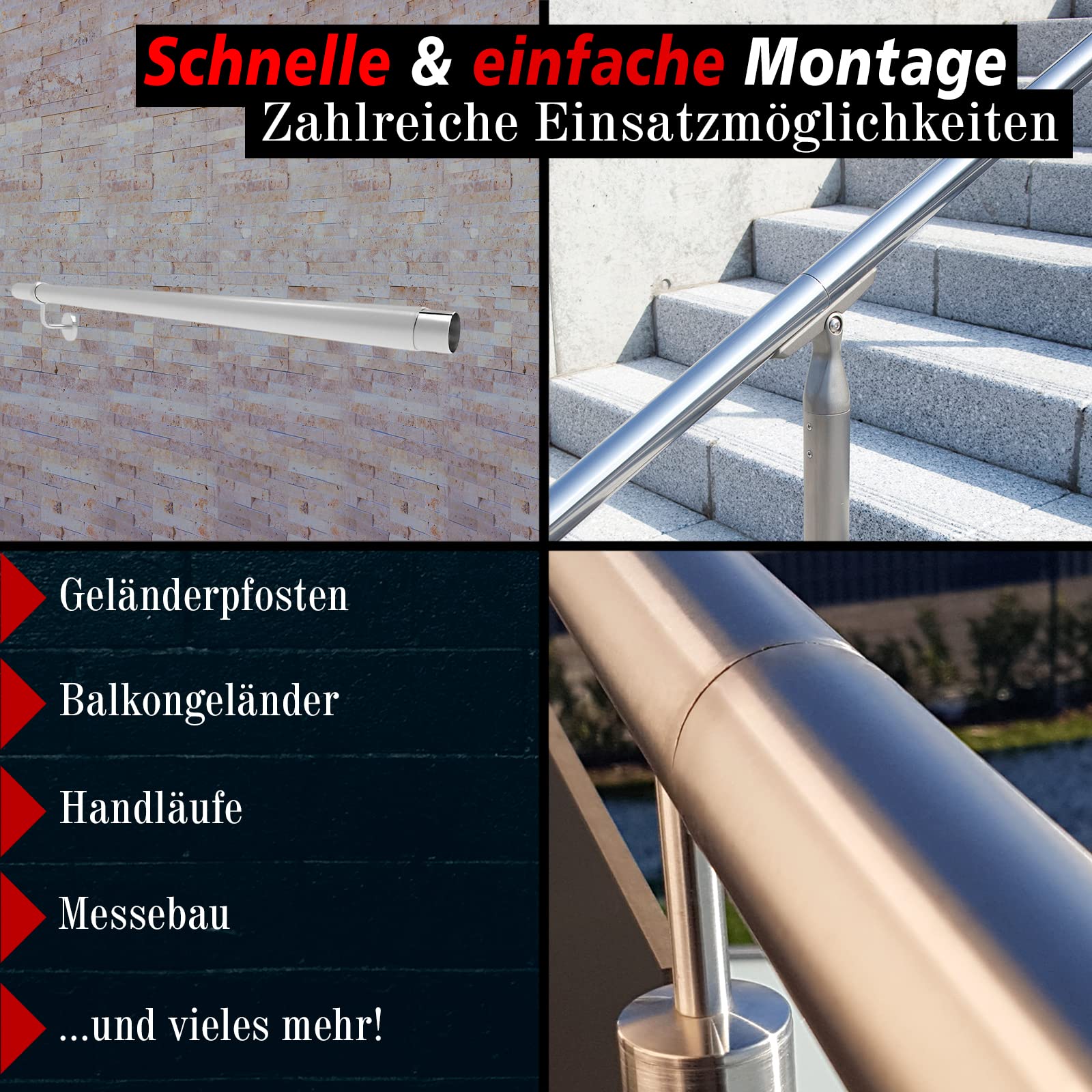 PRIOstahl Rohrverbinder Ø42,4mm 4 Stück Edelstahl V2A