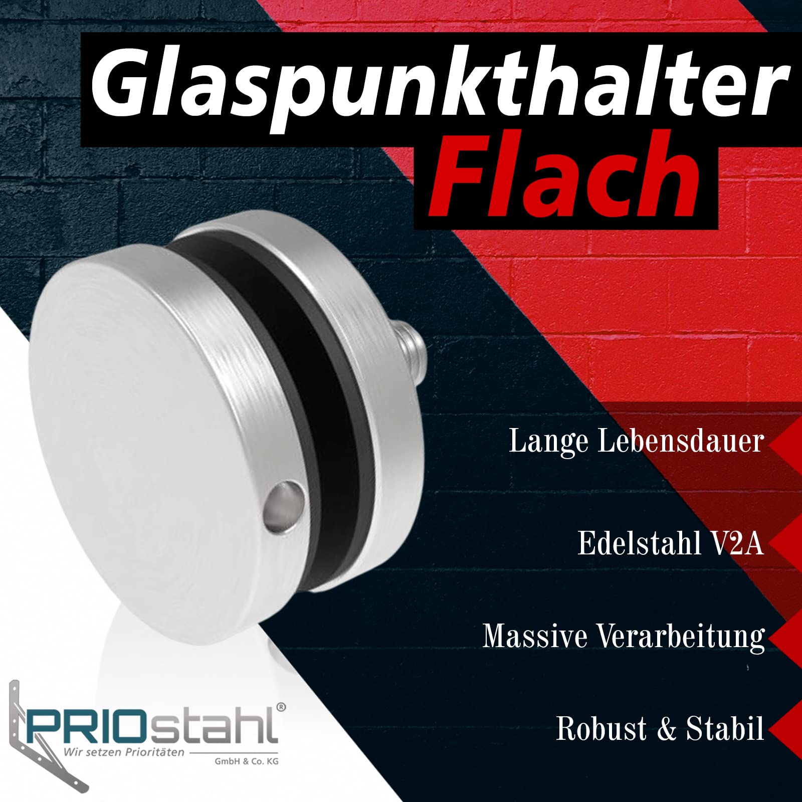 PRIOstahl Glaspunkthalter M10 4er Set V2A 8-17,52mm Glas