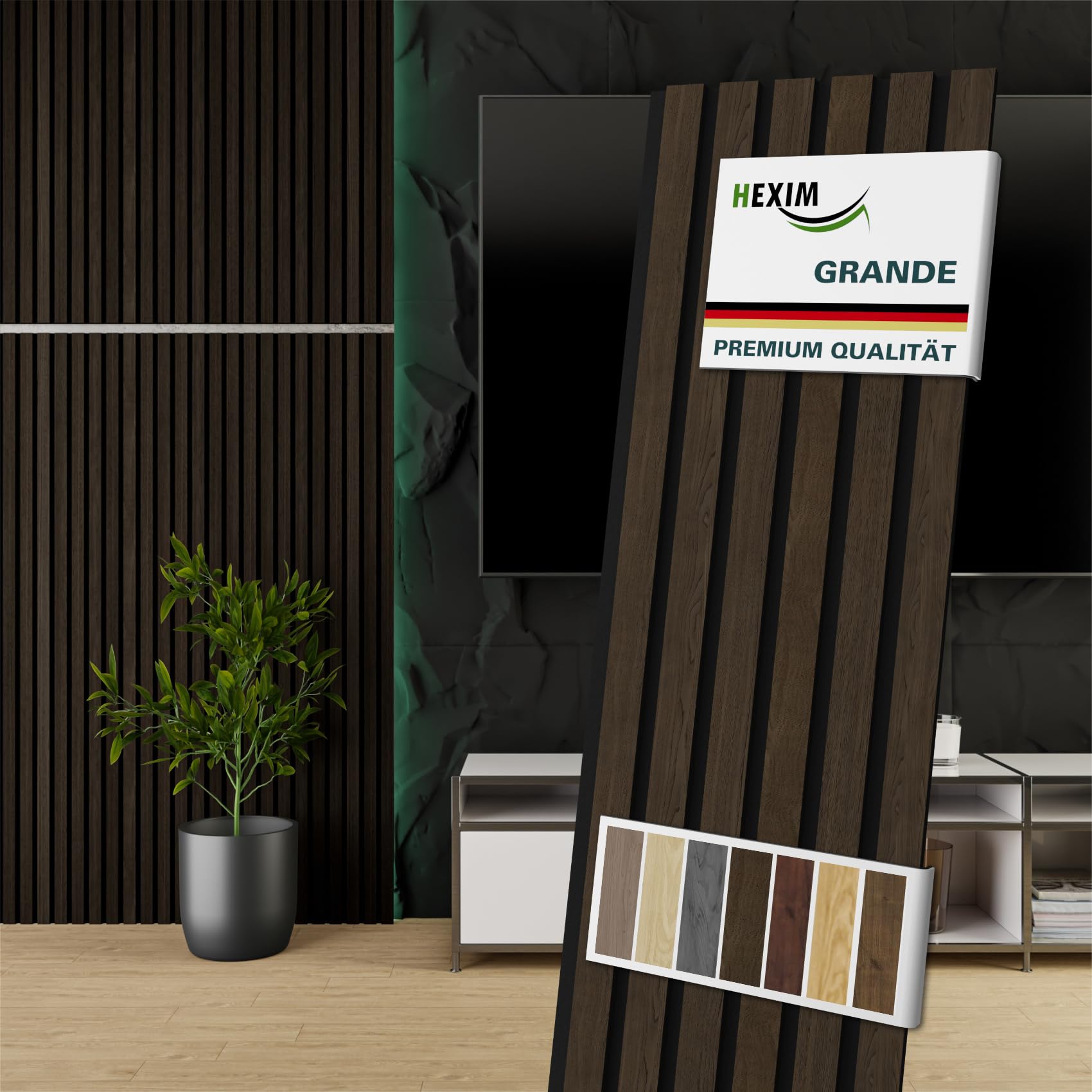 Hexim Akustikpaneele Grande 2er Set 140x30 cm Black Ash