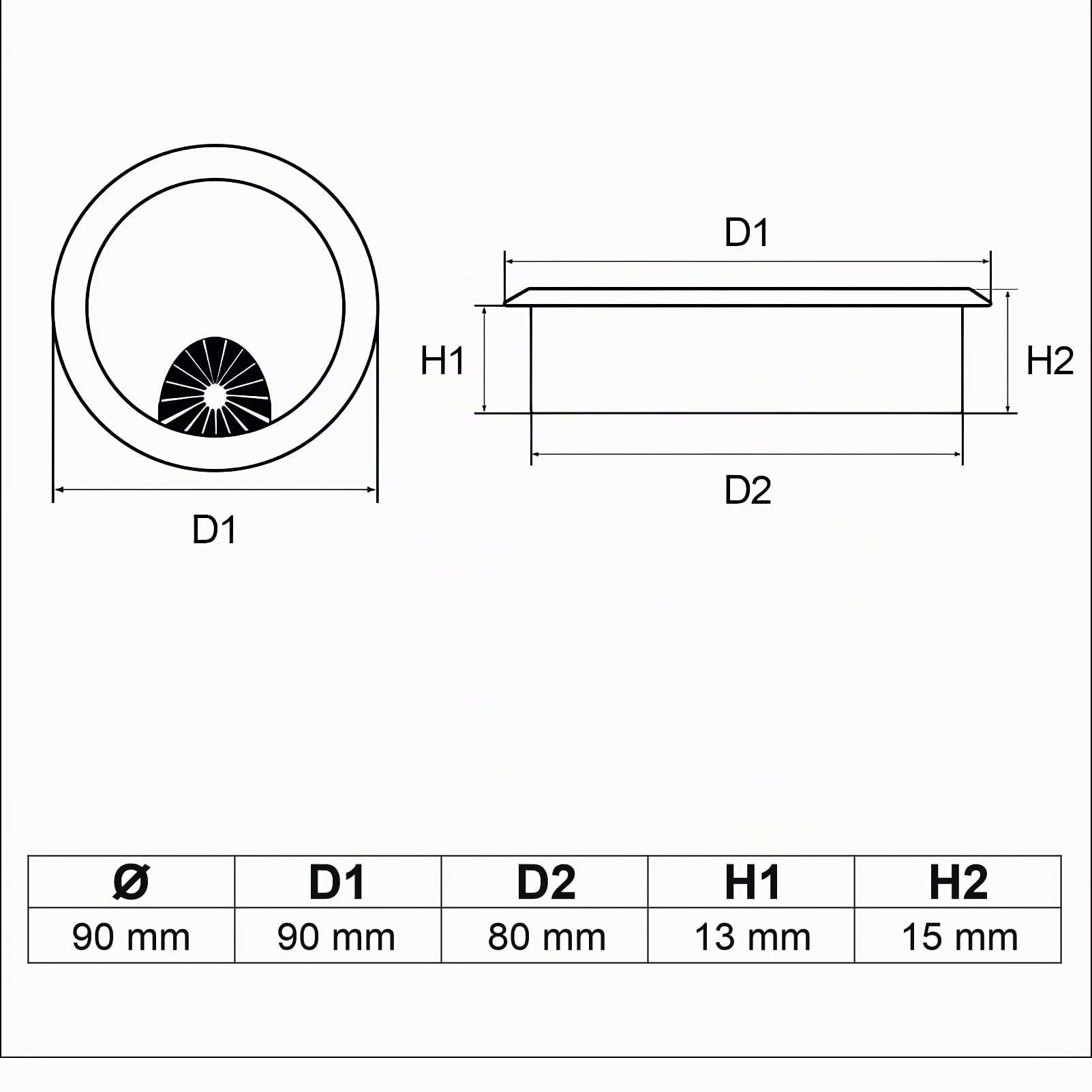 PRIOstahl Kabeldurchlass Ø90mm Bürste Edelstahl-Optik