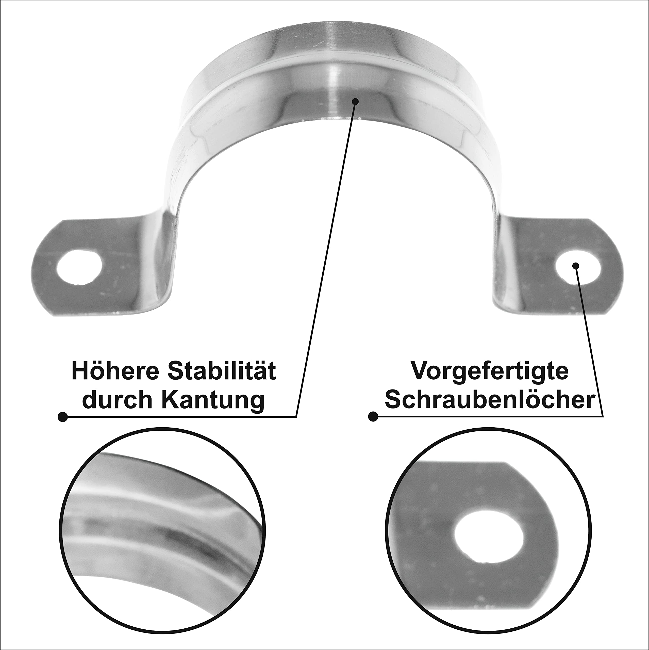 PRIOstahl Rohrschellen Edelstahl 40x40 mm 2 Stück
