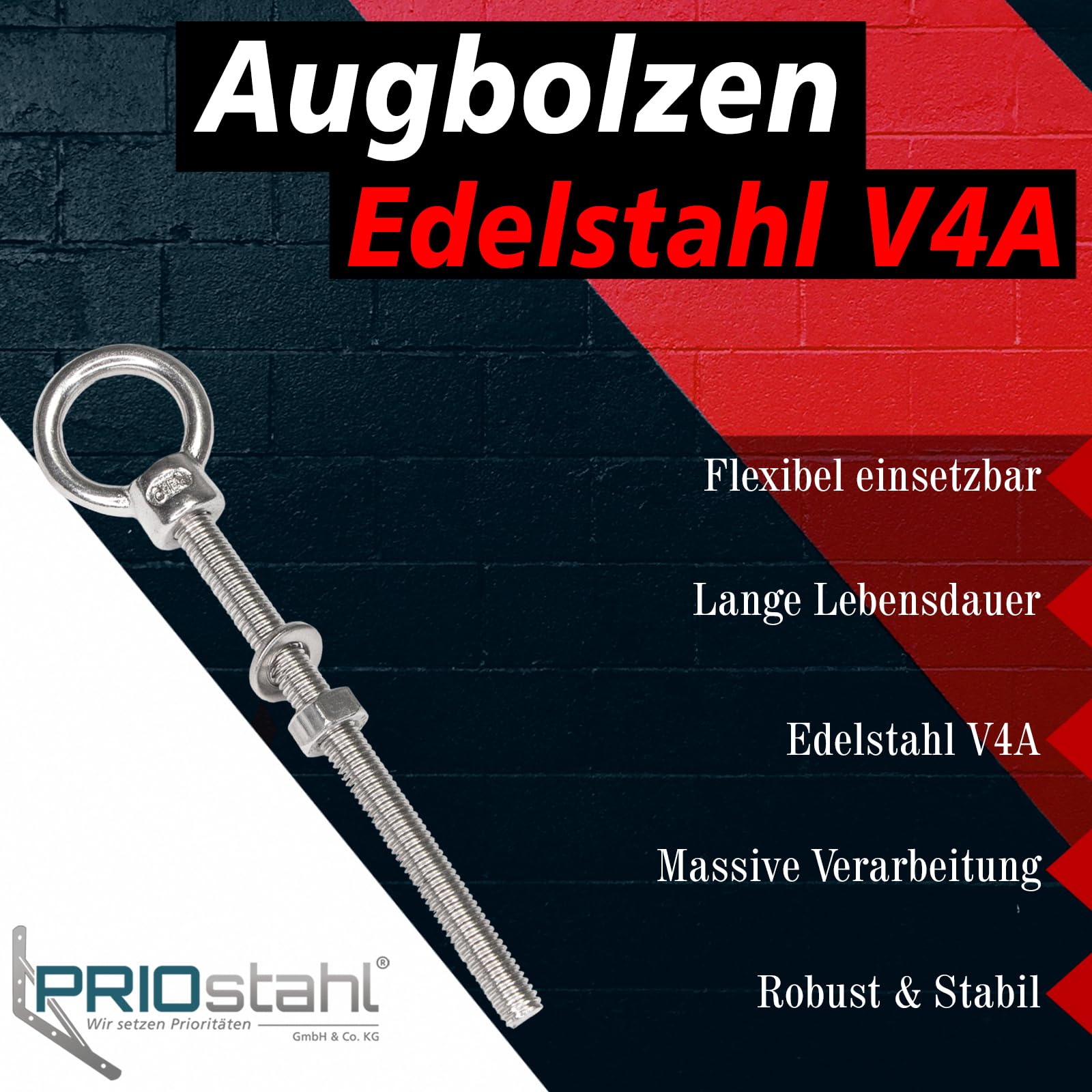 PRIOstahl Augbolzen M8x80 Ringschraube V4A 8 Stück