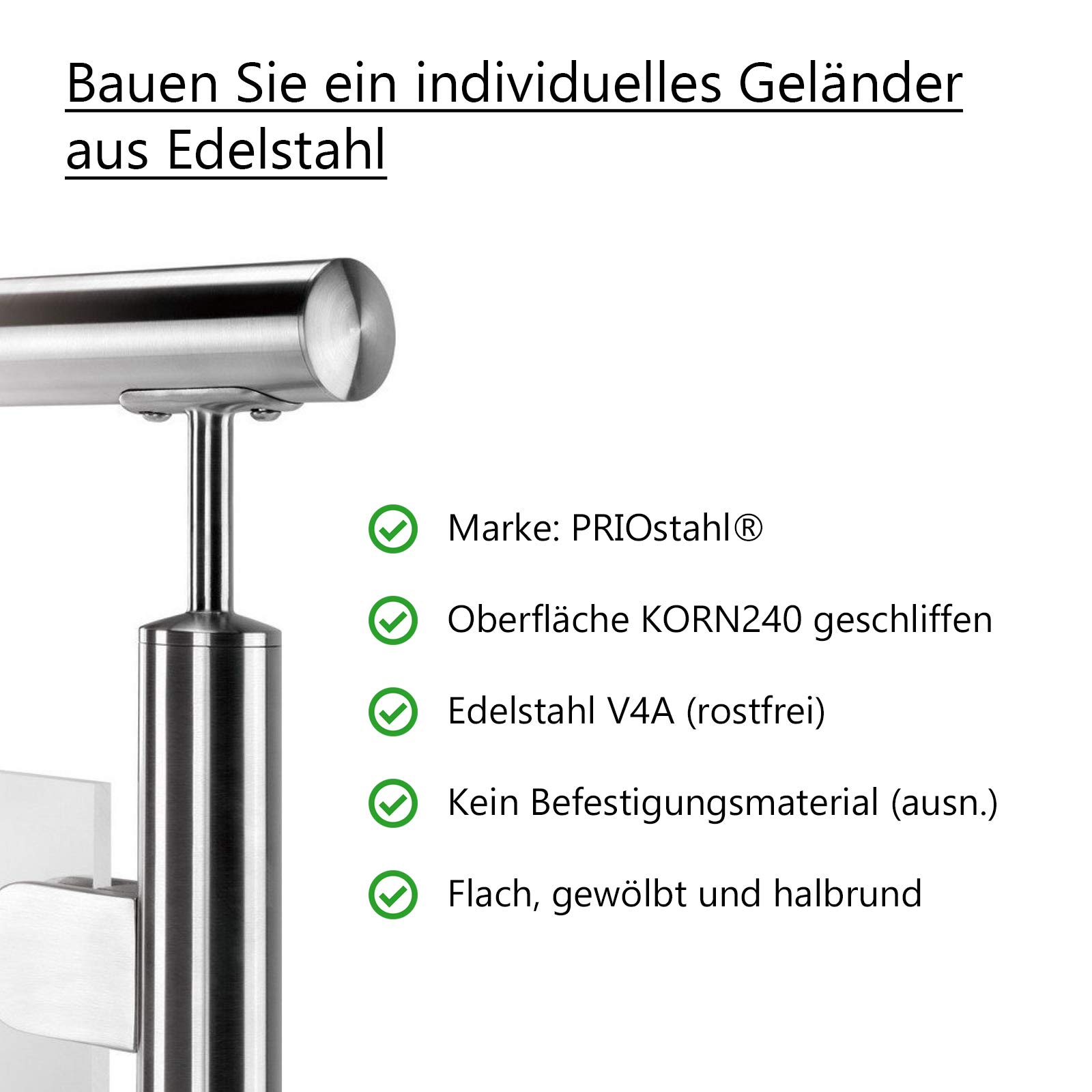 PRIOstahl Endkappe 42,4mm Rohrstopfen V2A Gewölbt Voll
