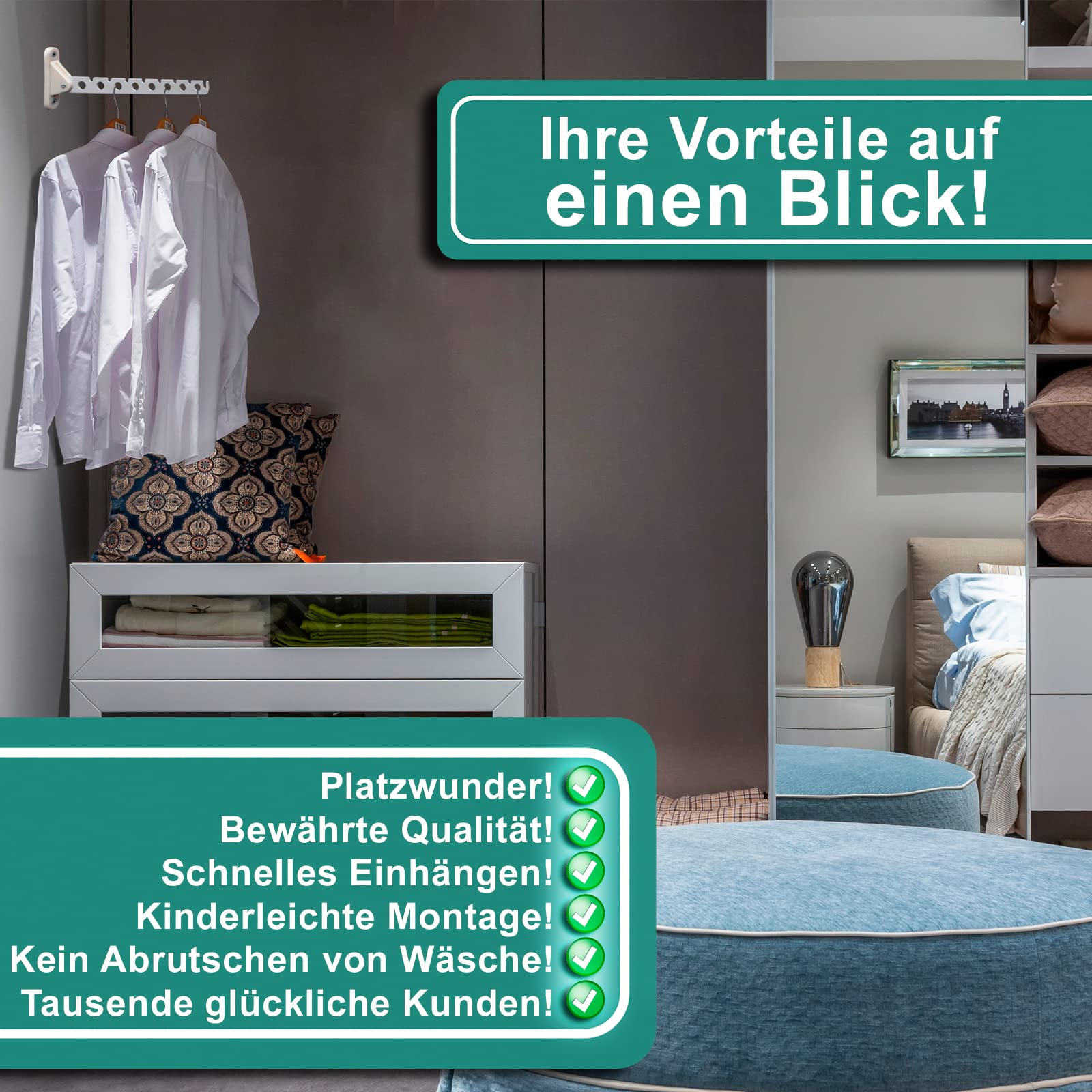 PRIOstahl Kleiderlüfter 310 mm Weiß Klappbar 1 Stück 5 kg